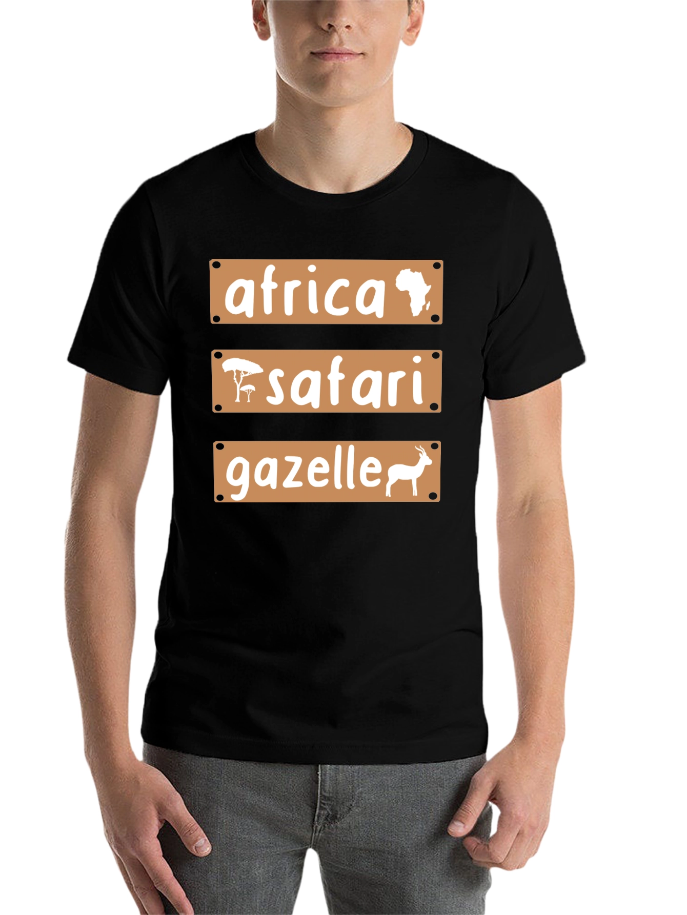 Black Africa Safari Gazelle Graphic T-Shirt view 7