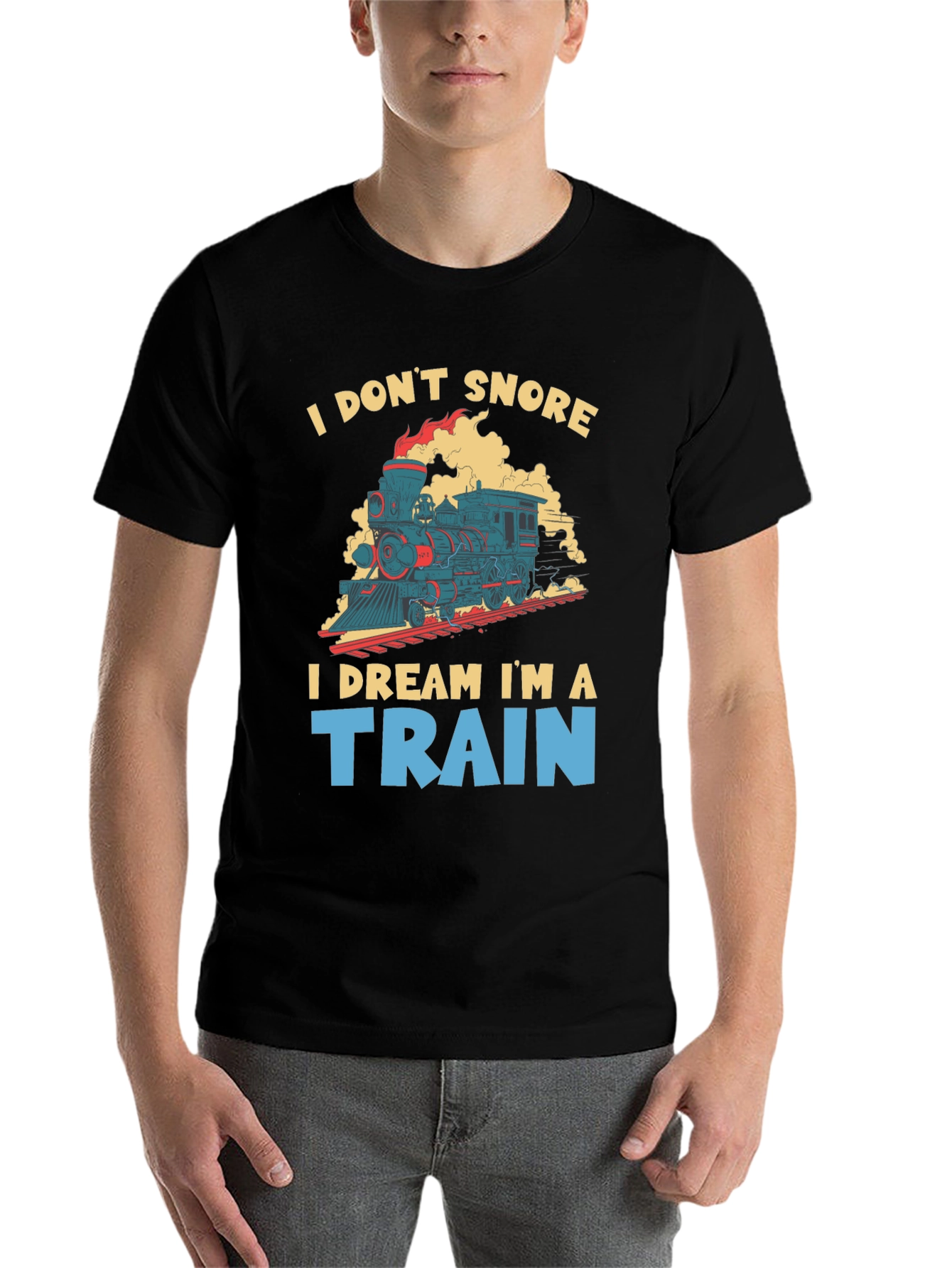 Black I Don't Snore I Dream I'm A Train Graphic Tee view 7