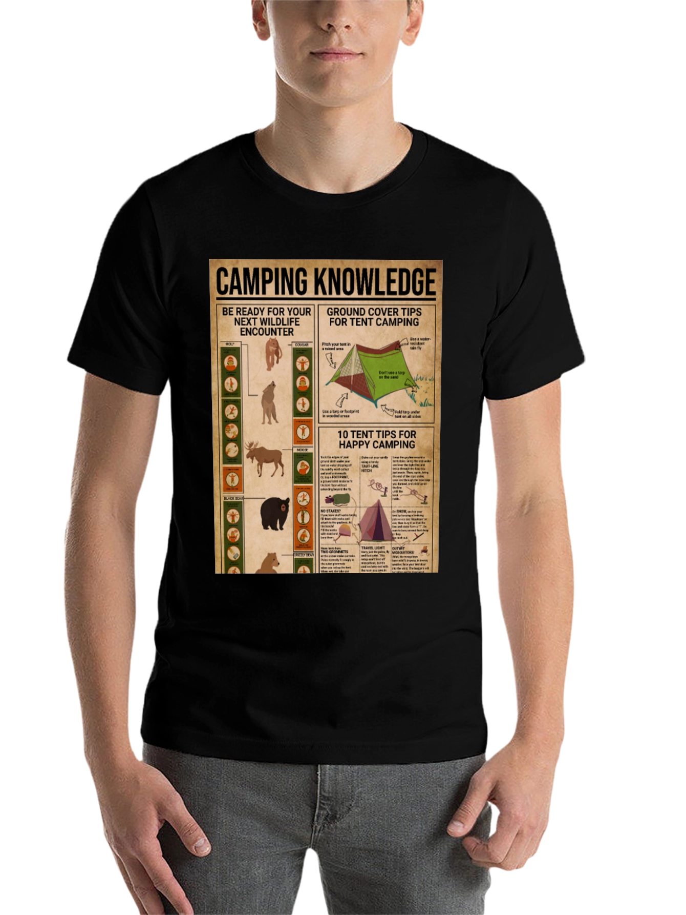 Black Camping Knowledge T-Shirt view 7