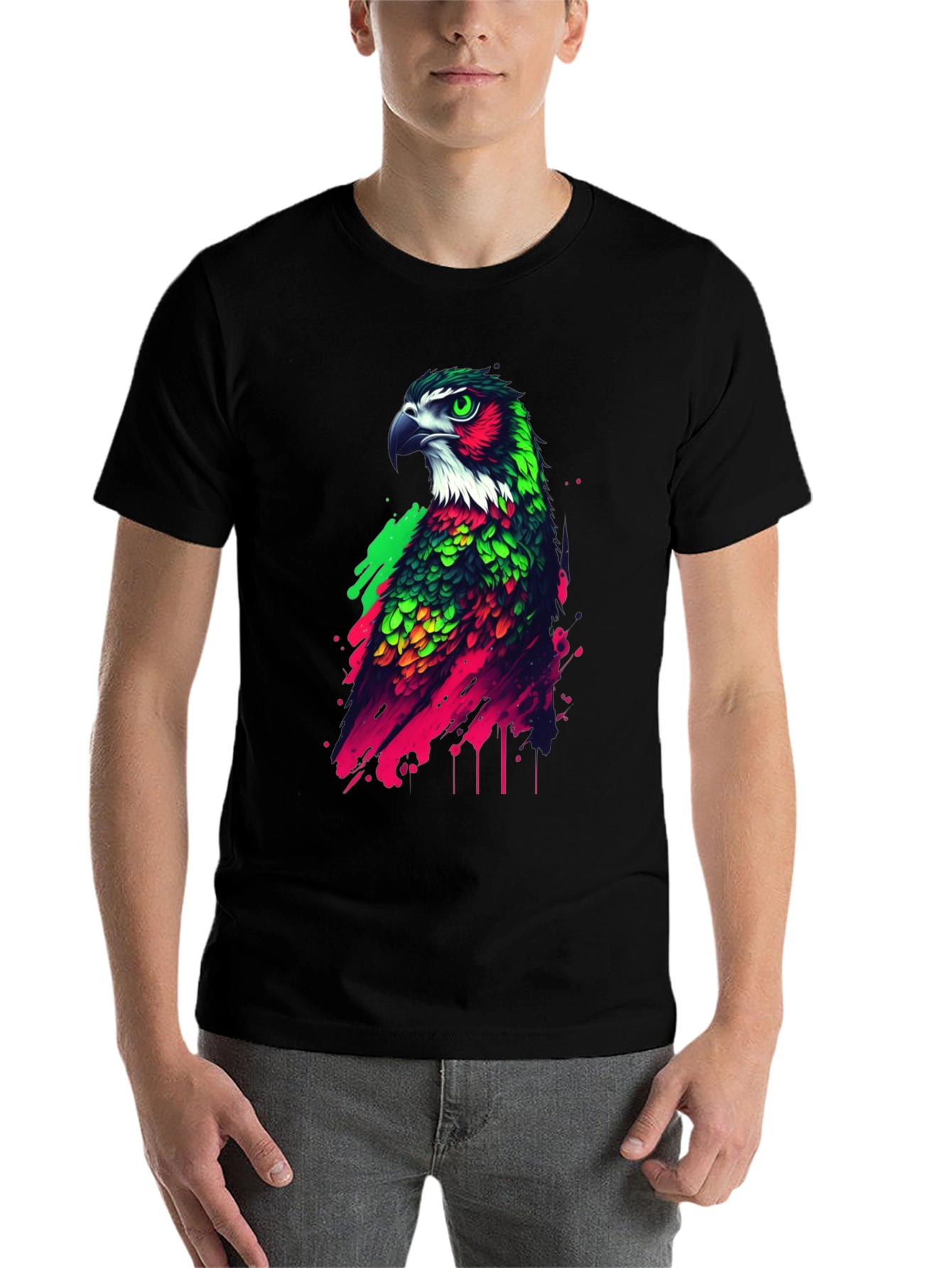 Black Eagle Graphic Tee - Vibrant Bird Design view 7