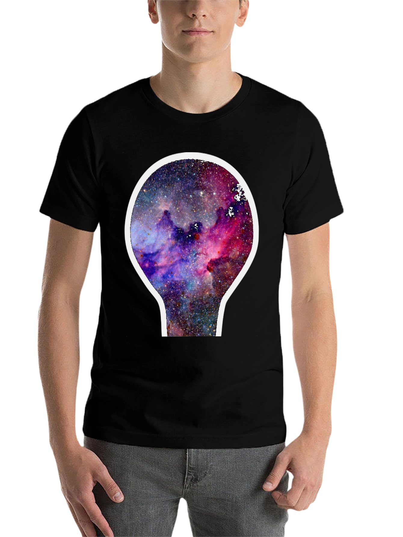 Black Galaxy Nebula Graphic T-Shirt - Black Cotton Blend view 7