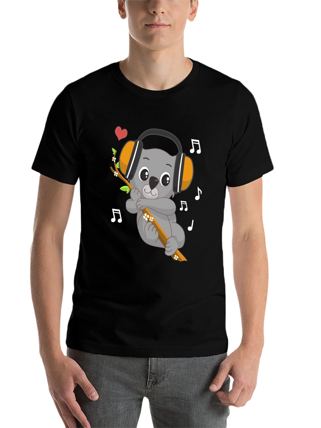 Black Cute Koala Music Lover Graphic Tee view 7
