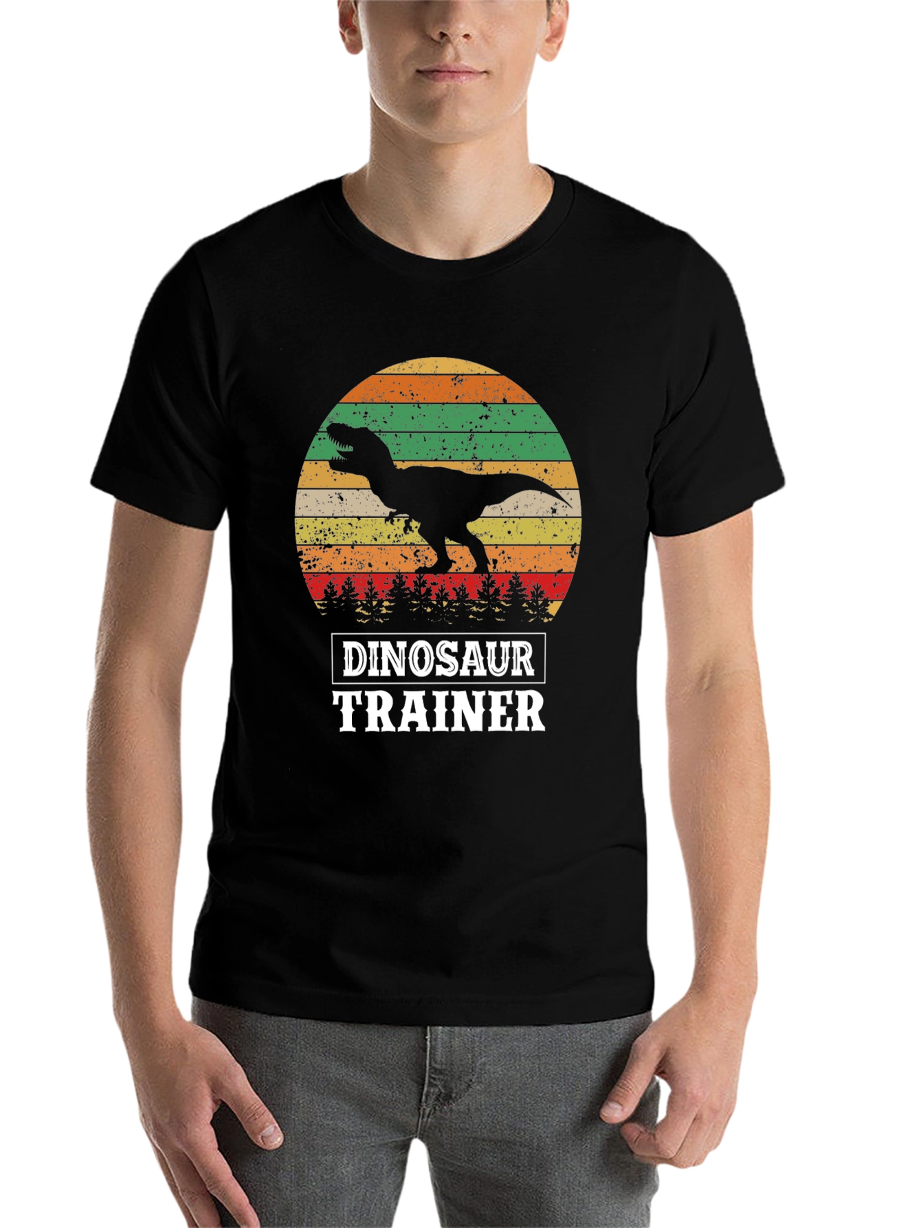 Black Dinosaur Trainer T-Shirt - Retro T-Rex Design view 7