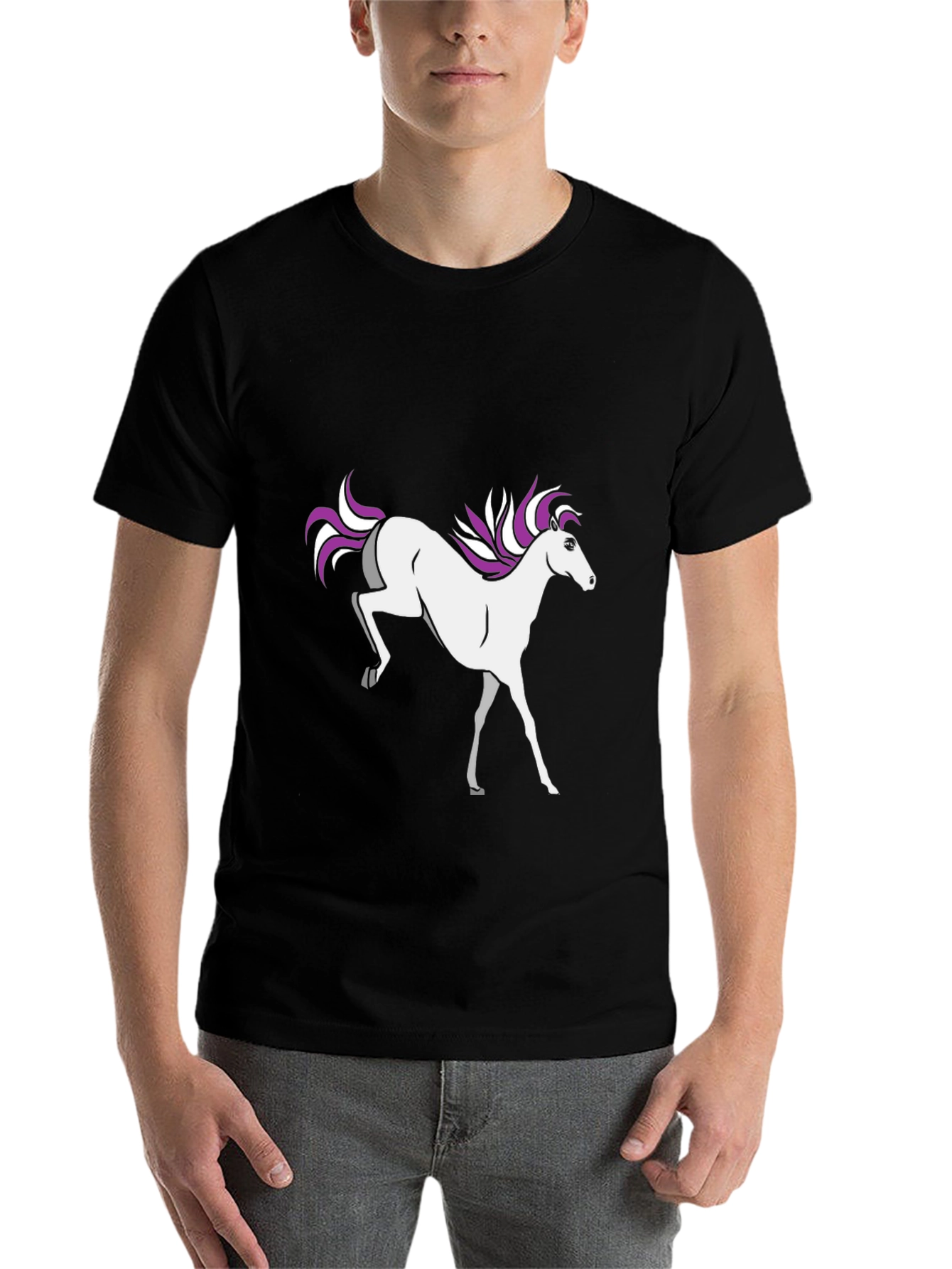 Black Unicorn Graphic Tee - Black Cotton T-Shirt view 7