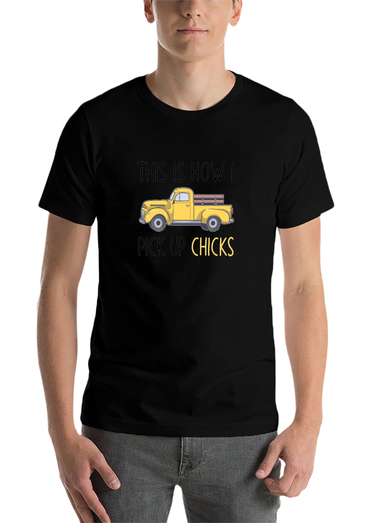 Black Funny Truck Pick Up Chicks T-Shirt view 7