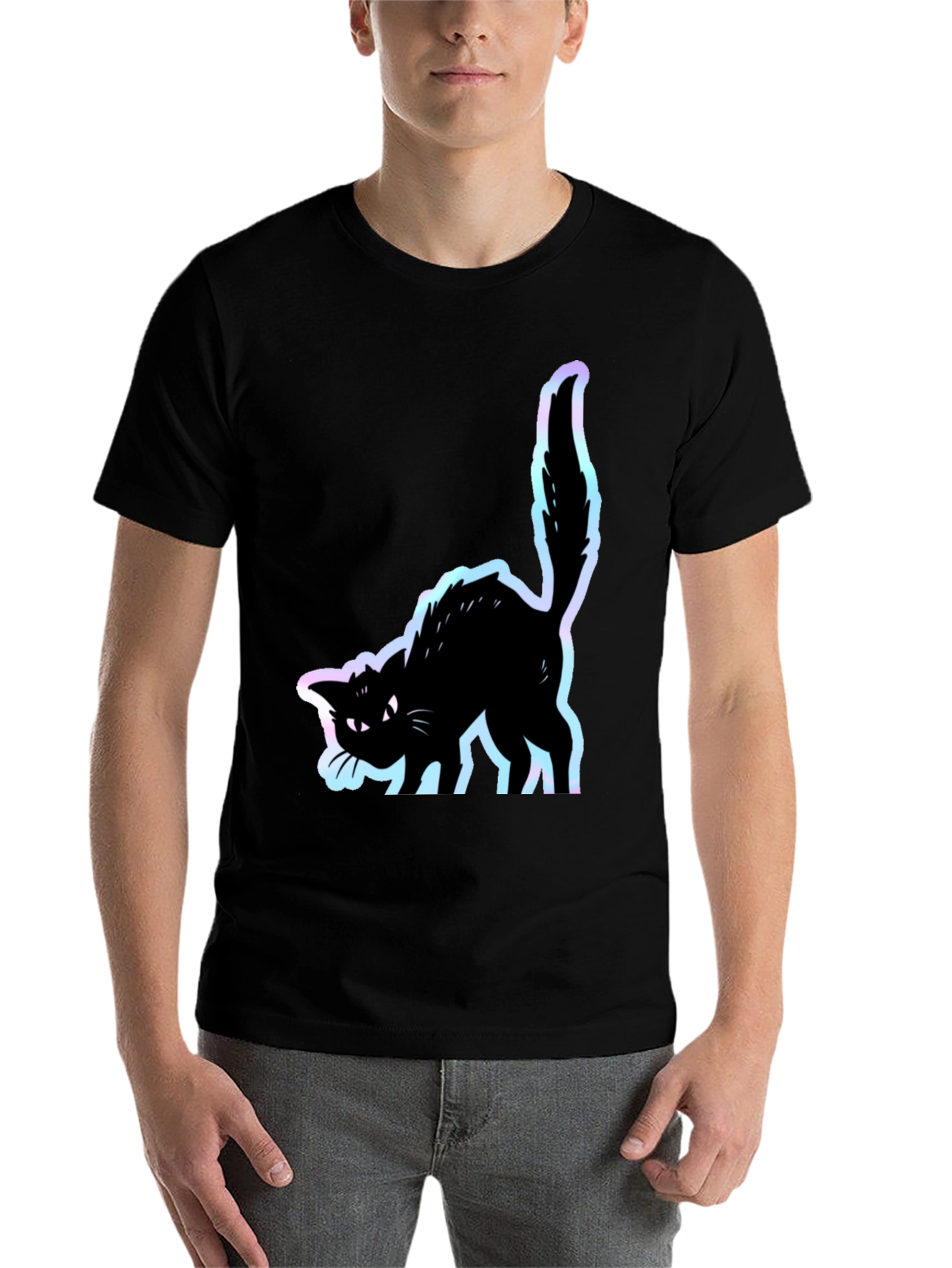 Black Black Cat Graphic Tee - Men's Short Sleeve Shirt view 7
