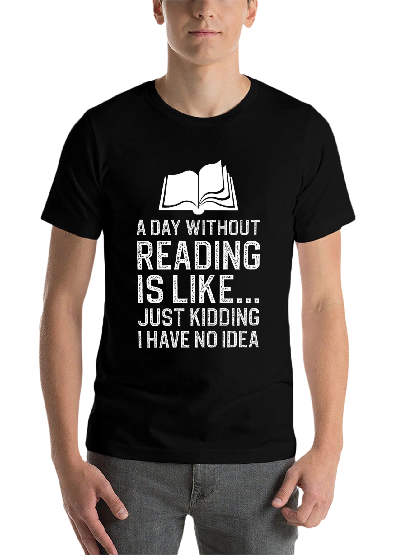 Black Funny Reading T-Shirt - A Day Without Reading Joke Tee view 7