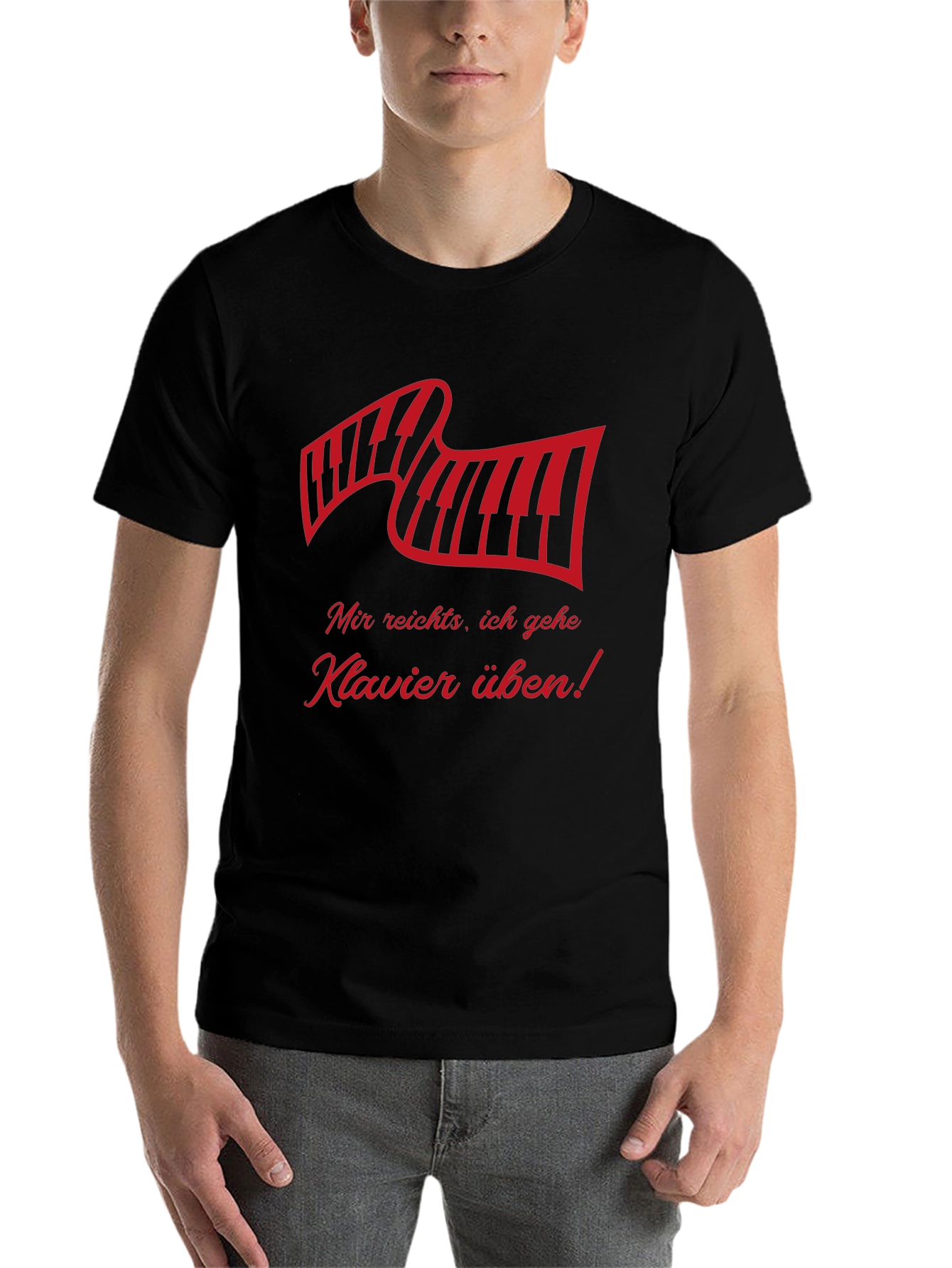 Black Piano Keys Graphic T-Shirt - 'Mir reichts, ich gehe Klavier uben!' view 7