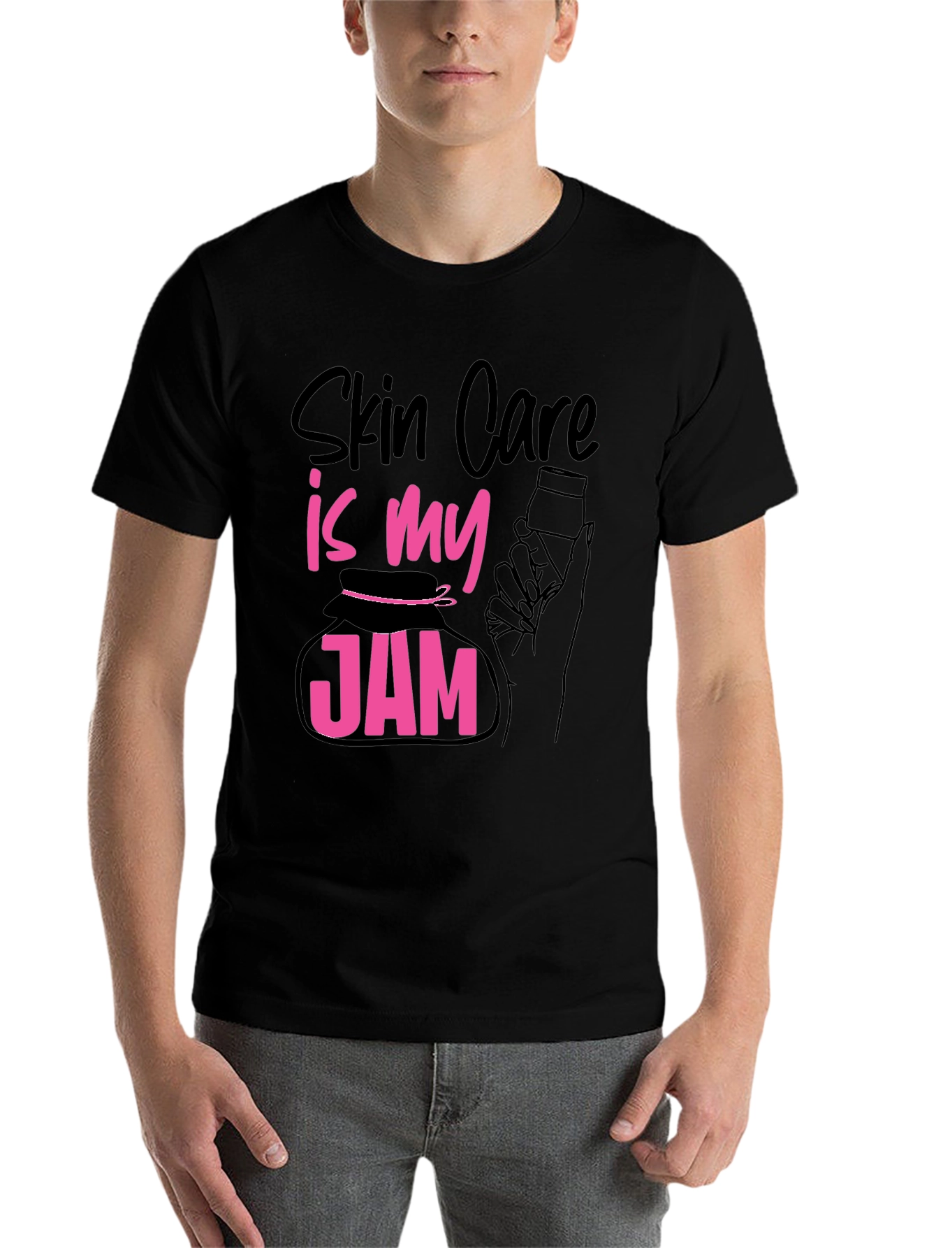Black Skin Care Is My Jam T-Shirt - Black Cotton Tee view 7