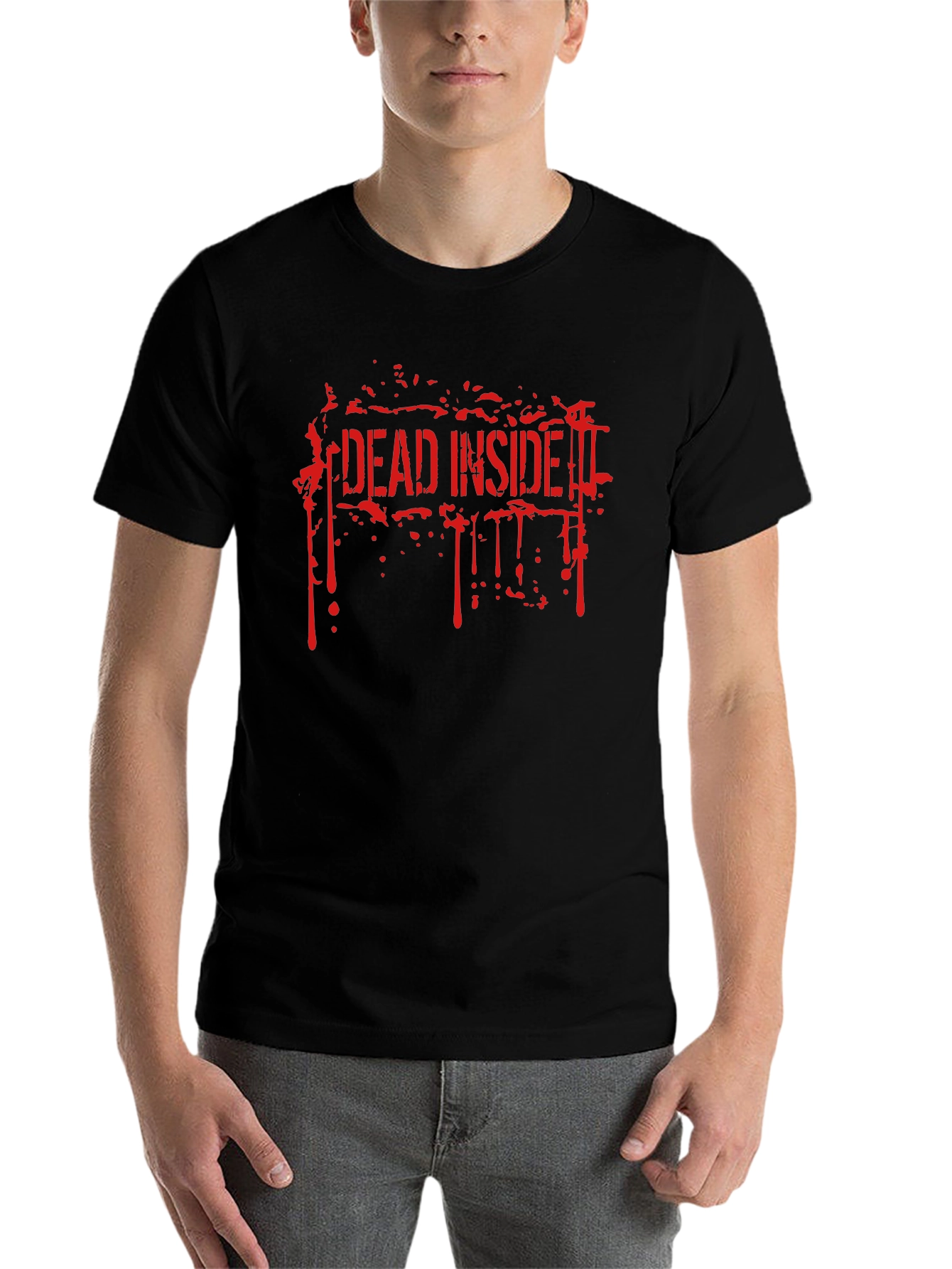 Black Dead Inside Men's Graphic Tee - Black view 7