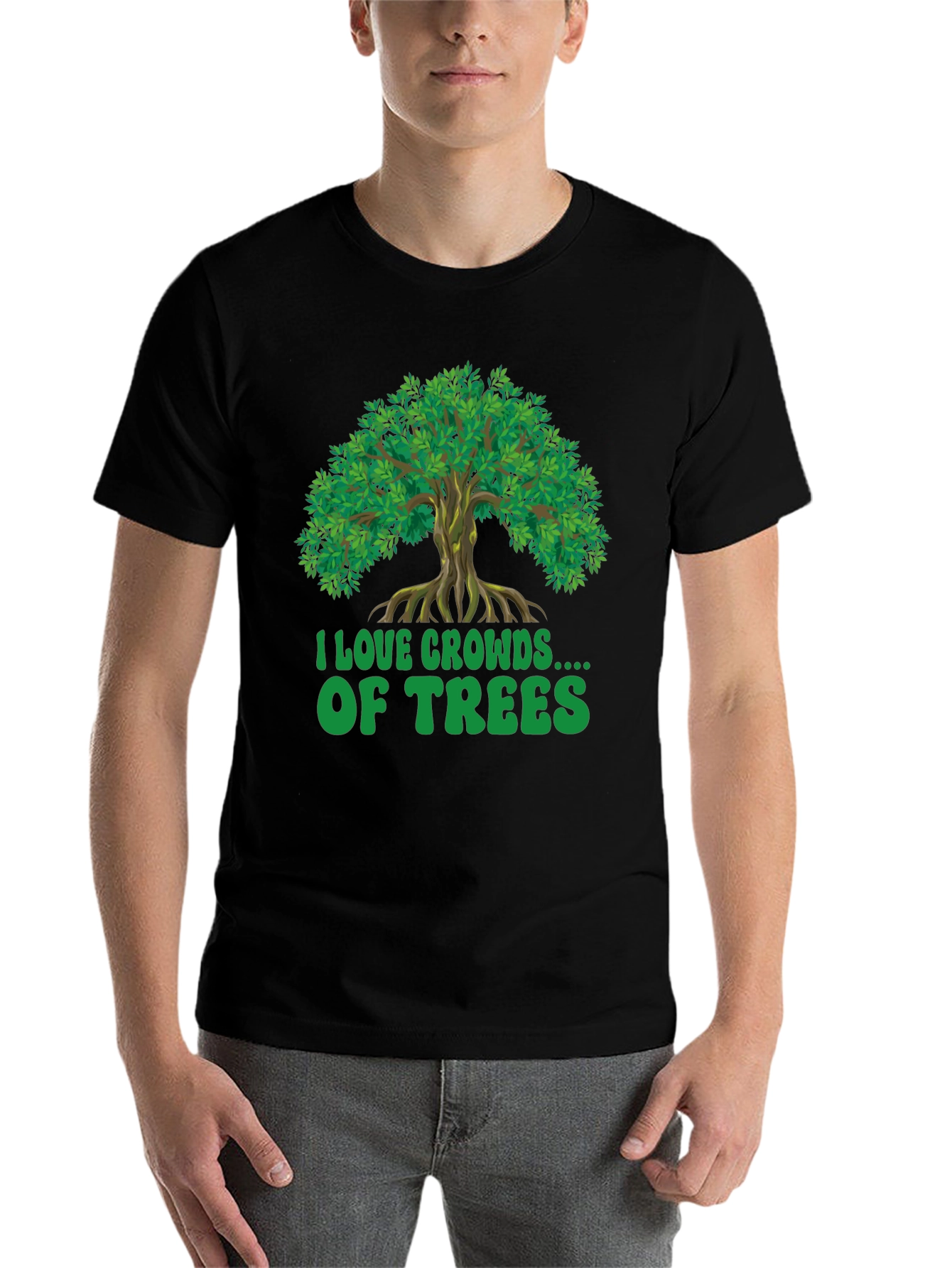 Black I Love Crowds of Trees Graphic T-Shirt view 7