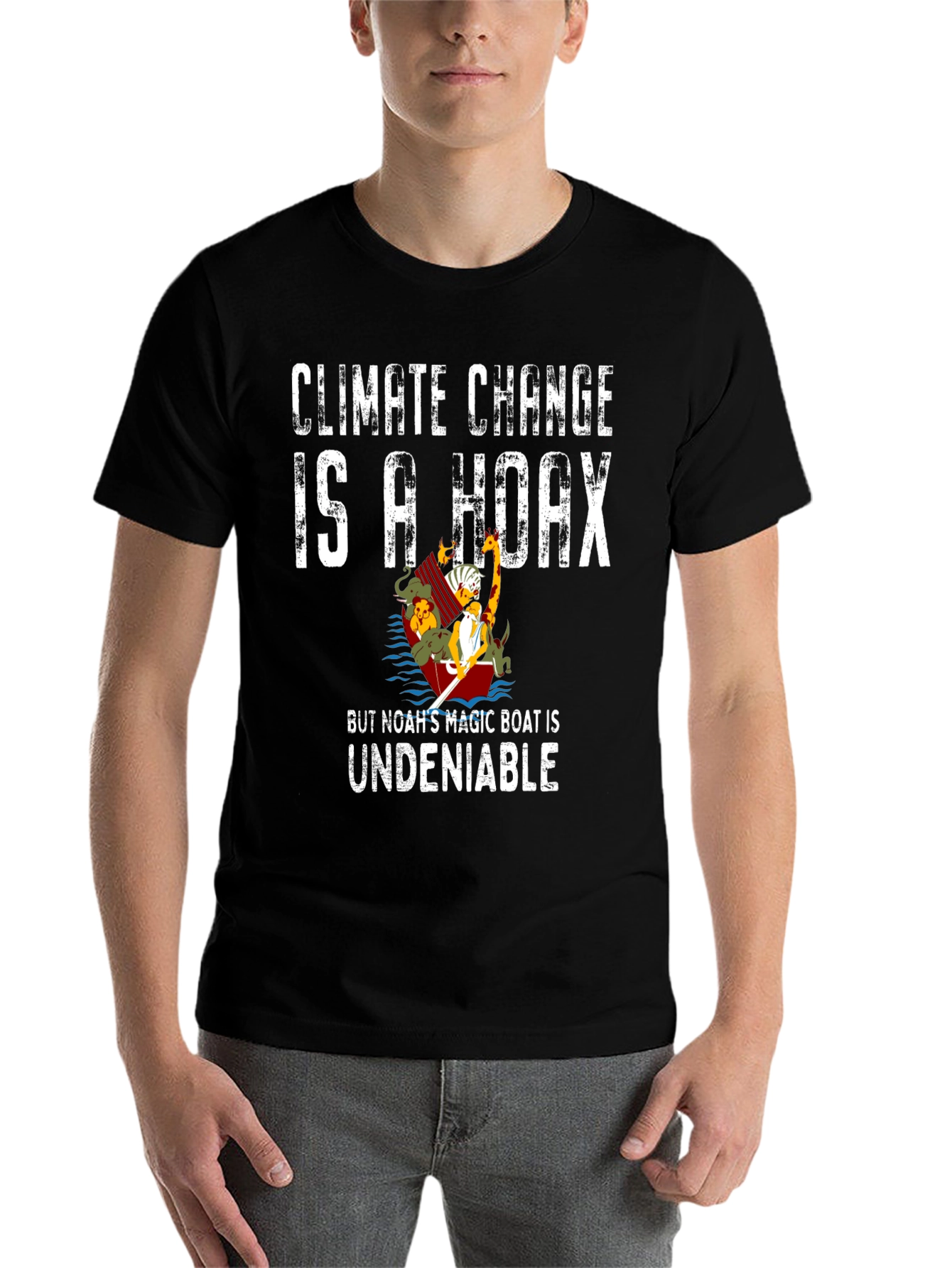 Black Climate Change is a Hoax T-Shirt view 7