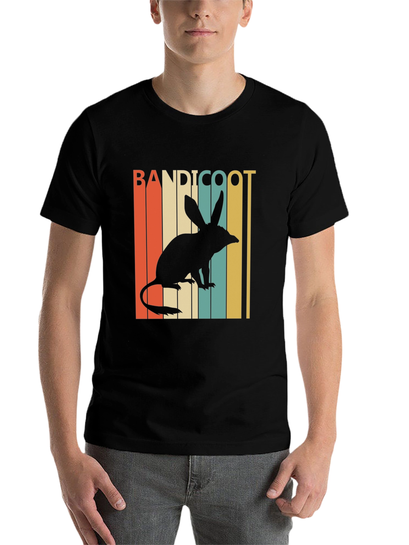 Black Bandicoot Retro Style T-Shirt view 7