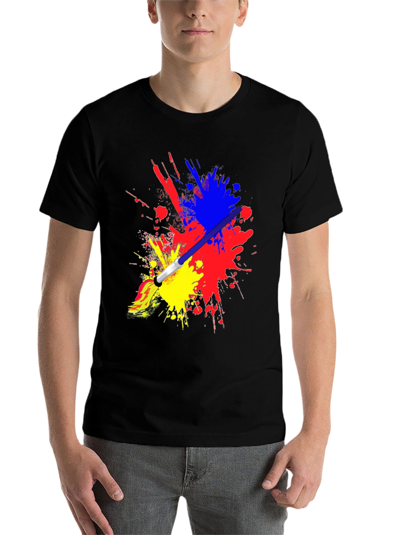 Black Paint Splatter Brush Stroke Graphic Tee view 7