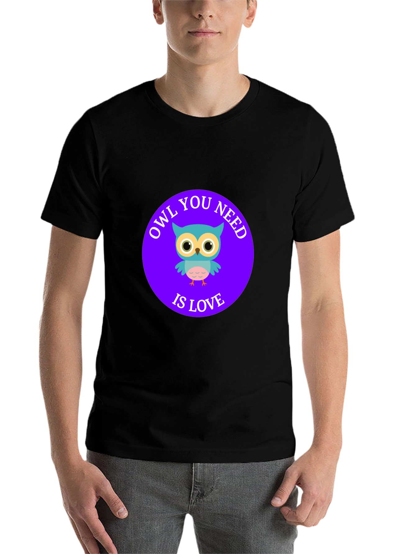 Black Owl You Need Is Love T-Shirt - Cute Cartoon Design view 7