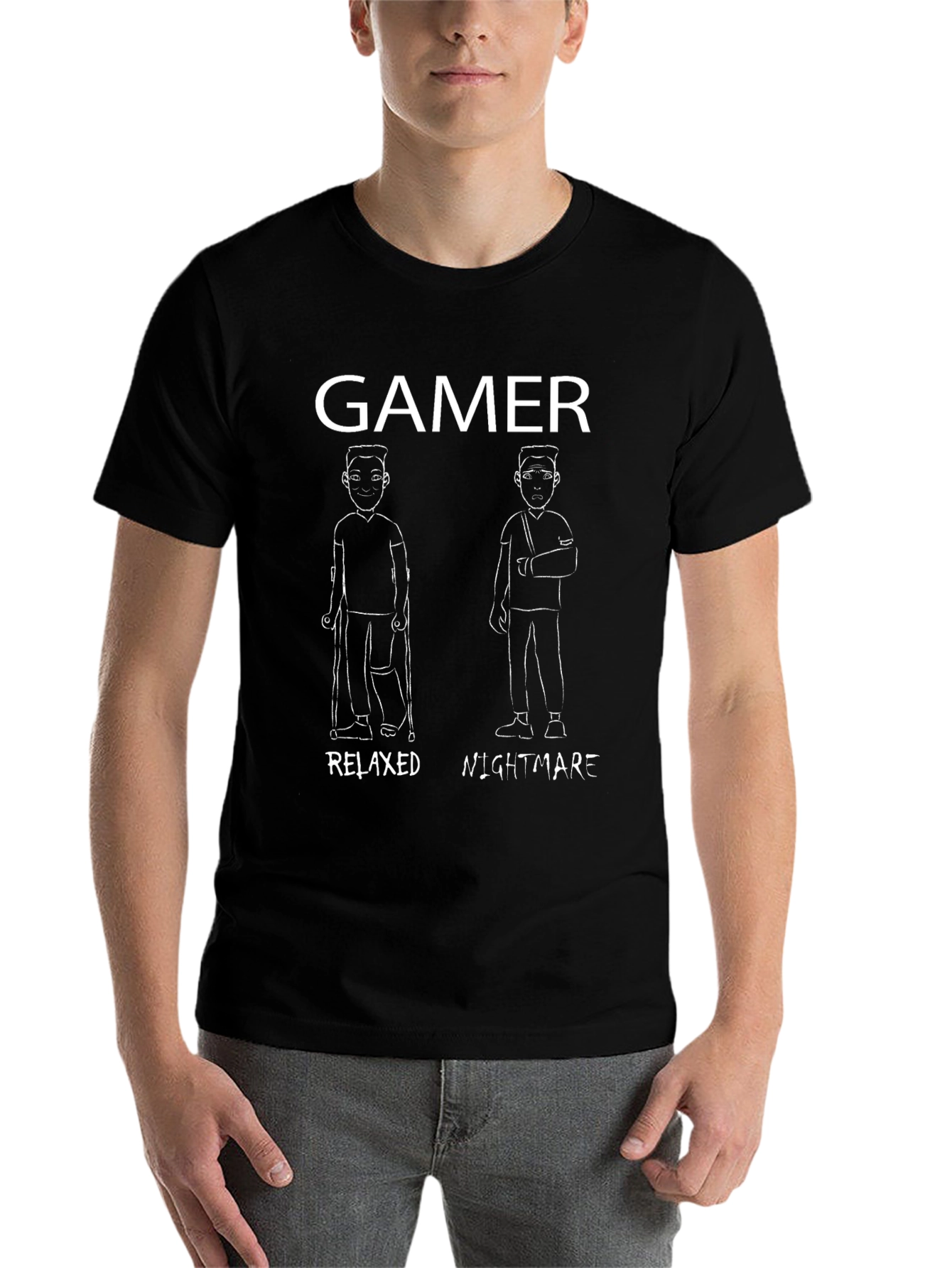 Black Gamer Relaxed Nightmare Graphic T-Shirt view 7