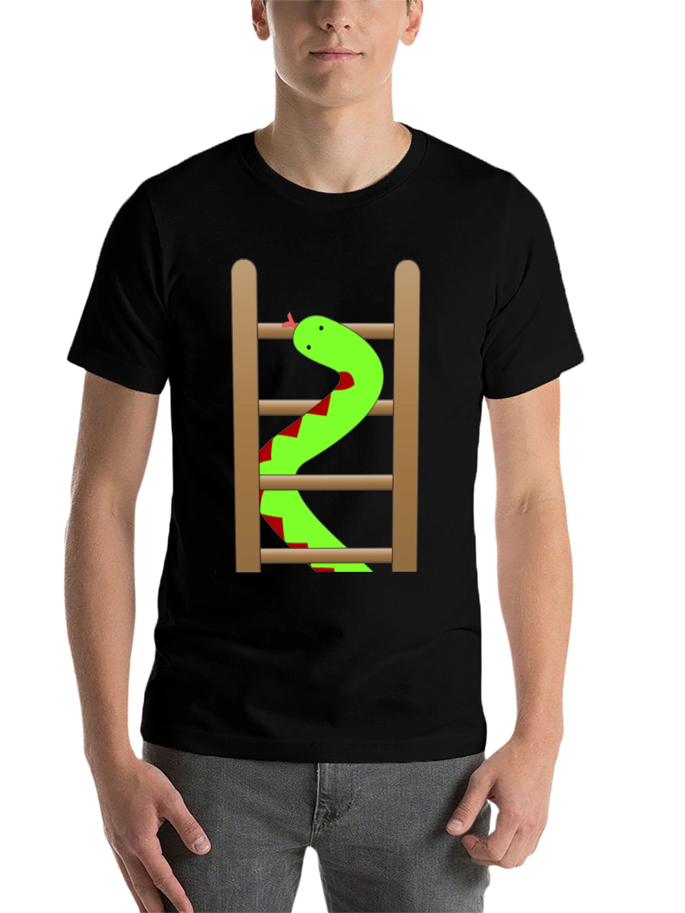 Black Snake Ladder Funny Graphic Tee - Black view 7