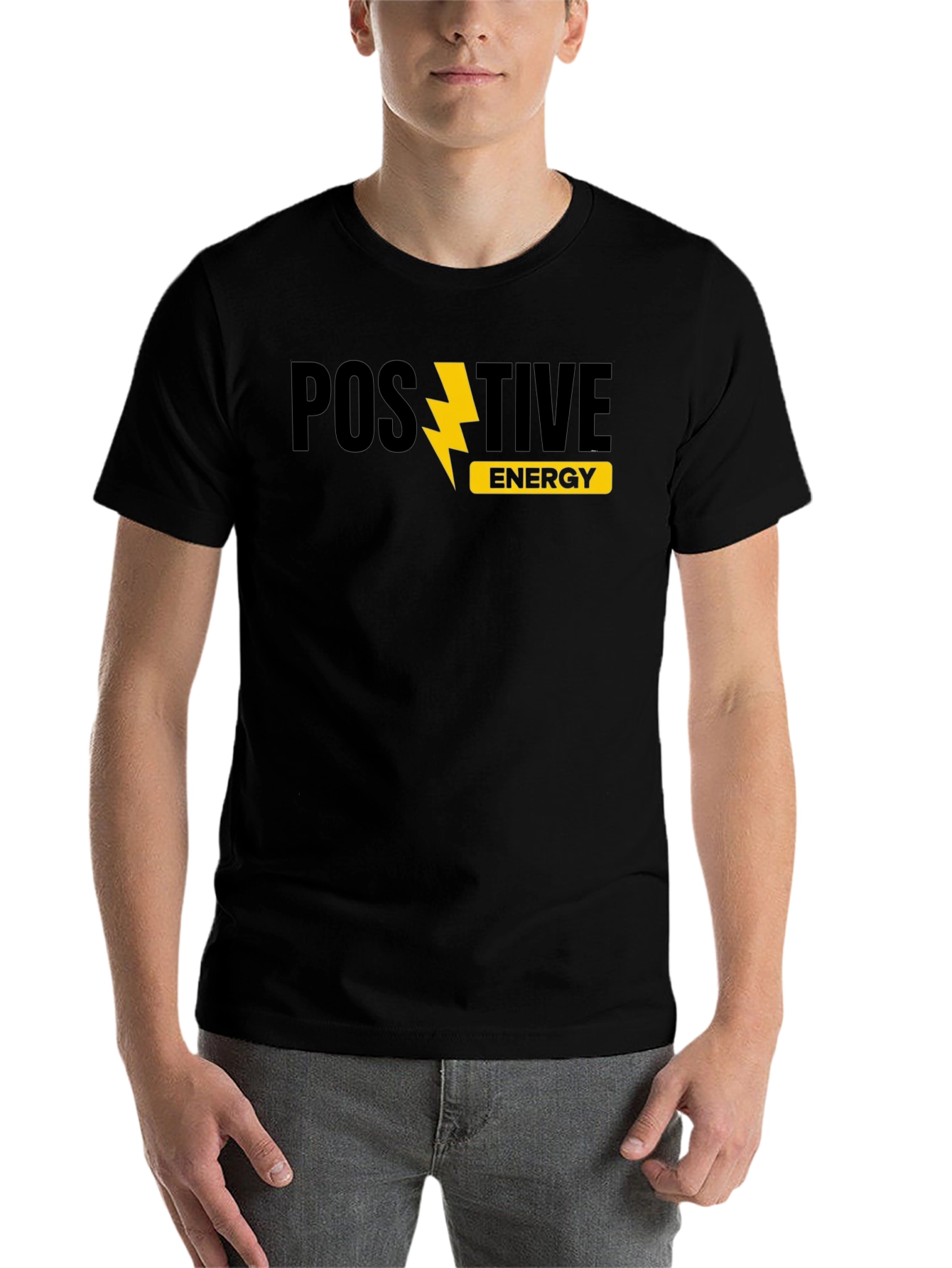 Black Positive Energy Graphic Tee - Trendy Menswear view 7