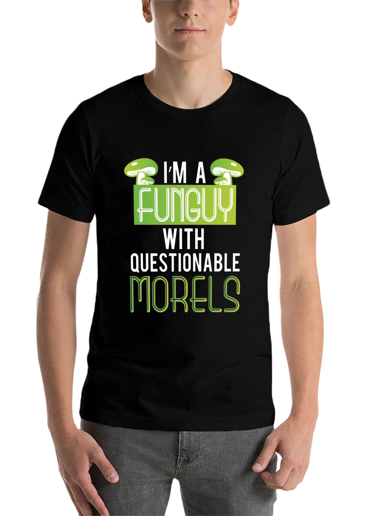 Black Funny Mushroom T-Shirt - I'm a Funguy view 7