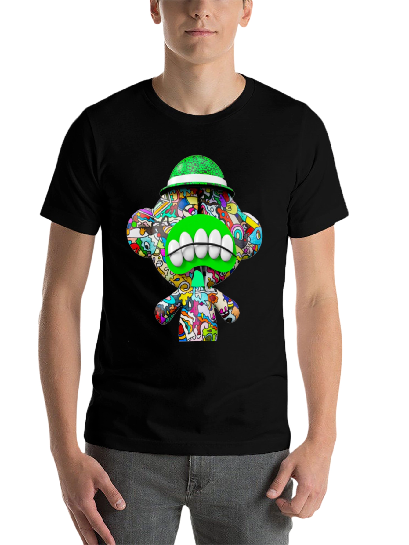 Black Funky Monkey Graphic Tee - Unique Cartoon Design view 7