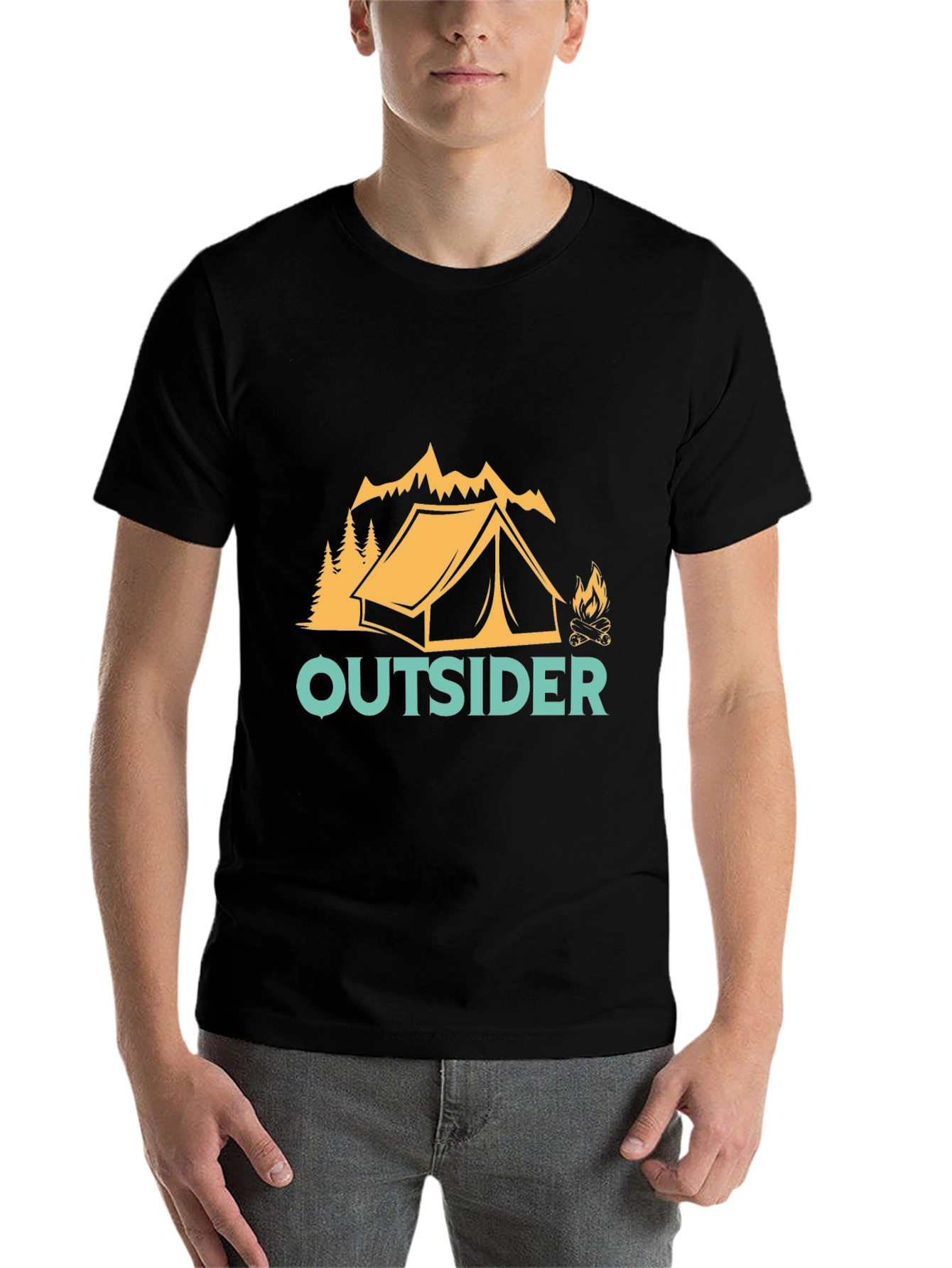 Black Outsider Camping Graphic Tee view 7