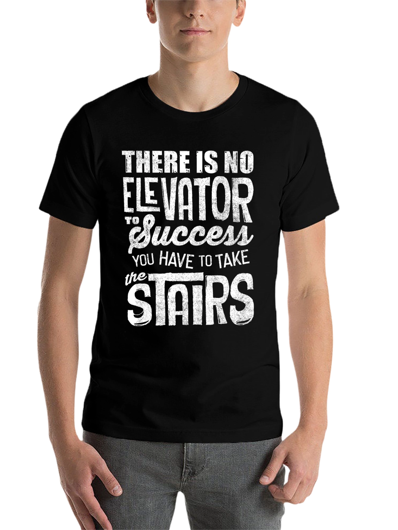 Black Success Stairs Graphic Tee - Motivational Black T-Shirt view 7