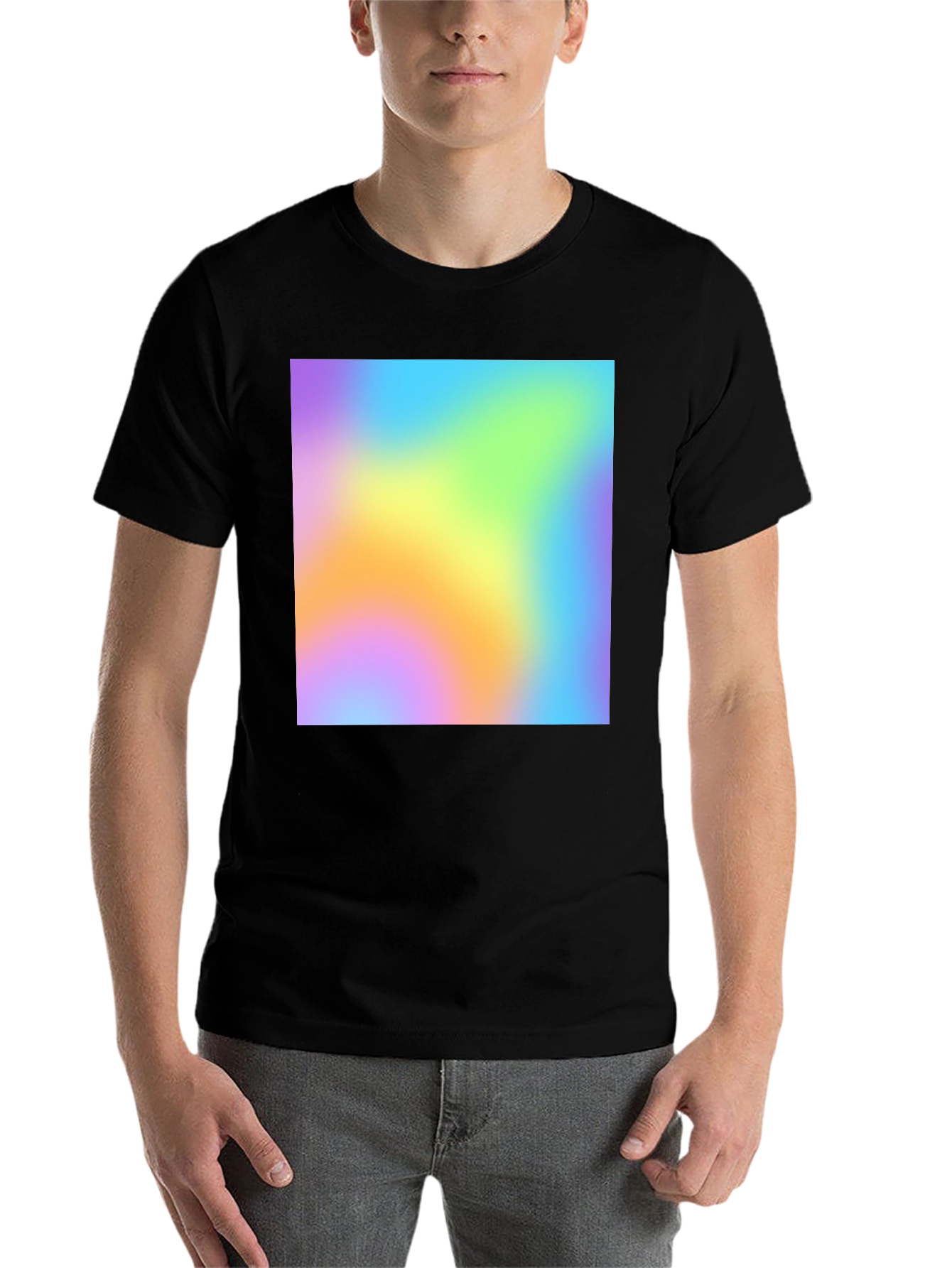 Black Vibrant Blur Graphic Tee - Soft Black Cotton Blend view 7