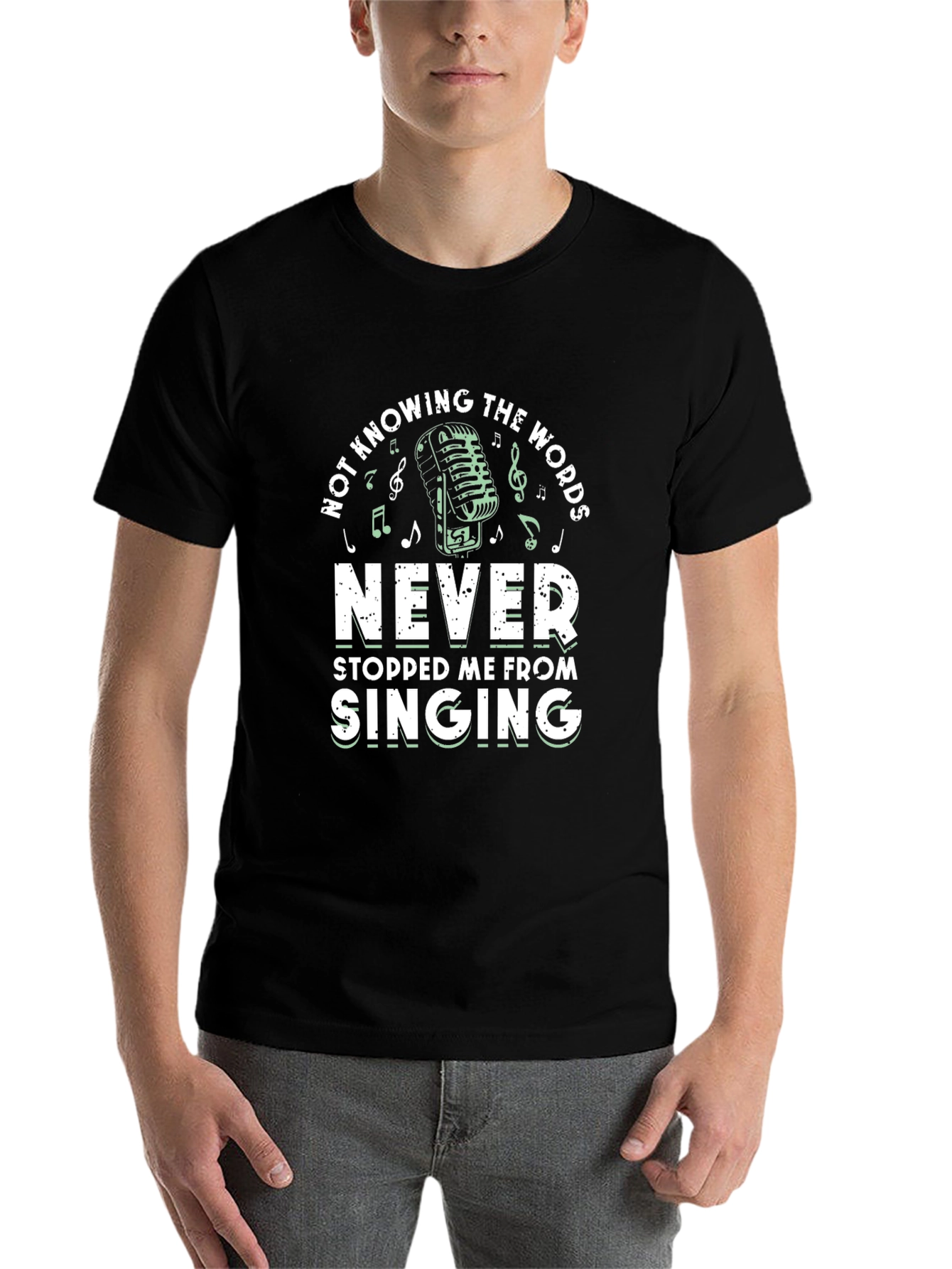 Black Not Knowing the Words Singing T-Shirt view 7