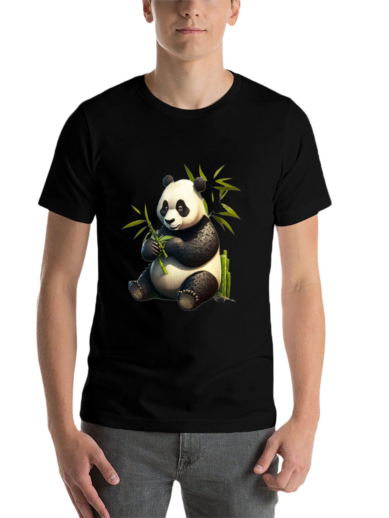 Black Panda Bamboo T-Shirt - Cute & Comfy Cotton Tee view 7