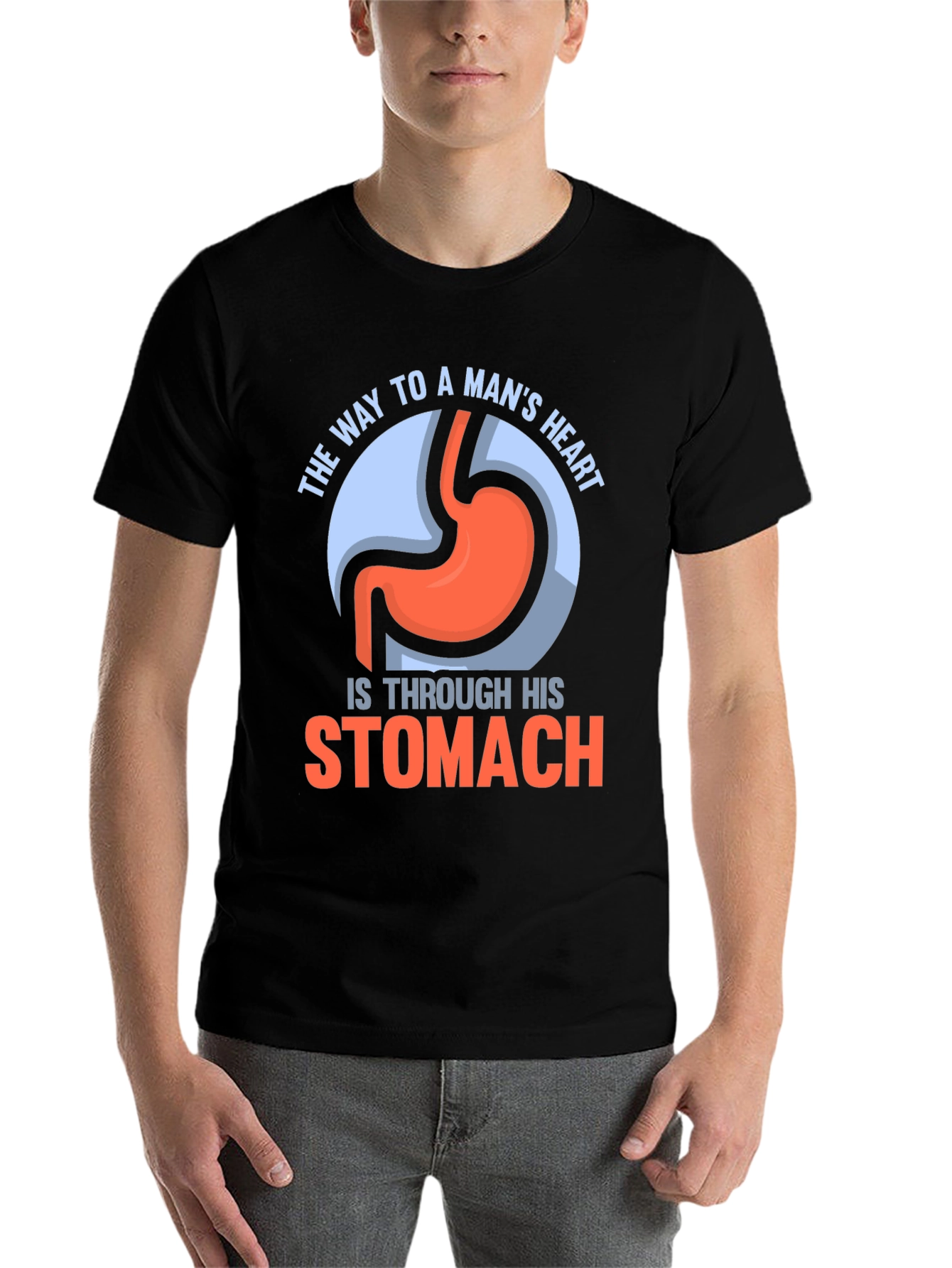 Black Funny Stomach T-Shirt - Way To A Man's Heart view 7