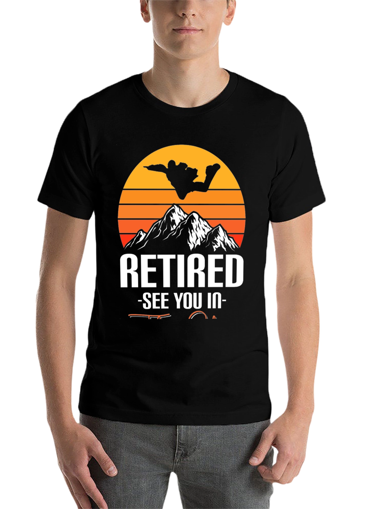 Black Retired Fishing Graphic T-Shirt view 7
