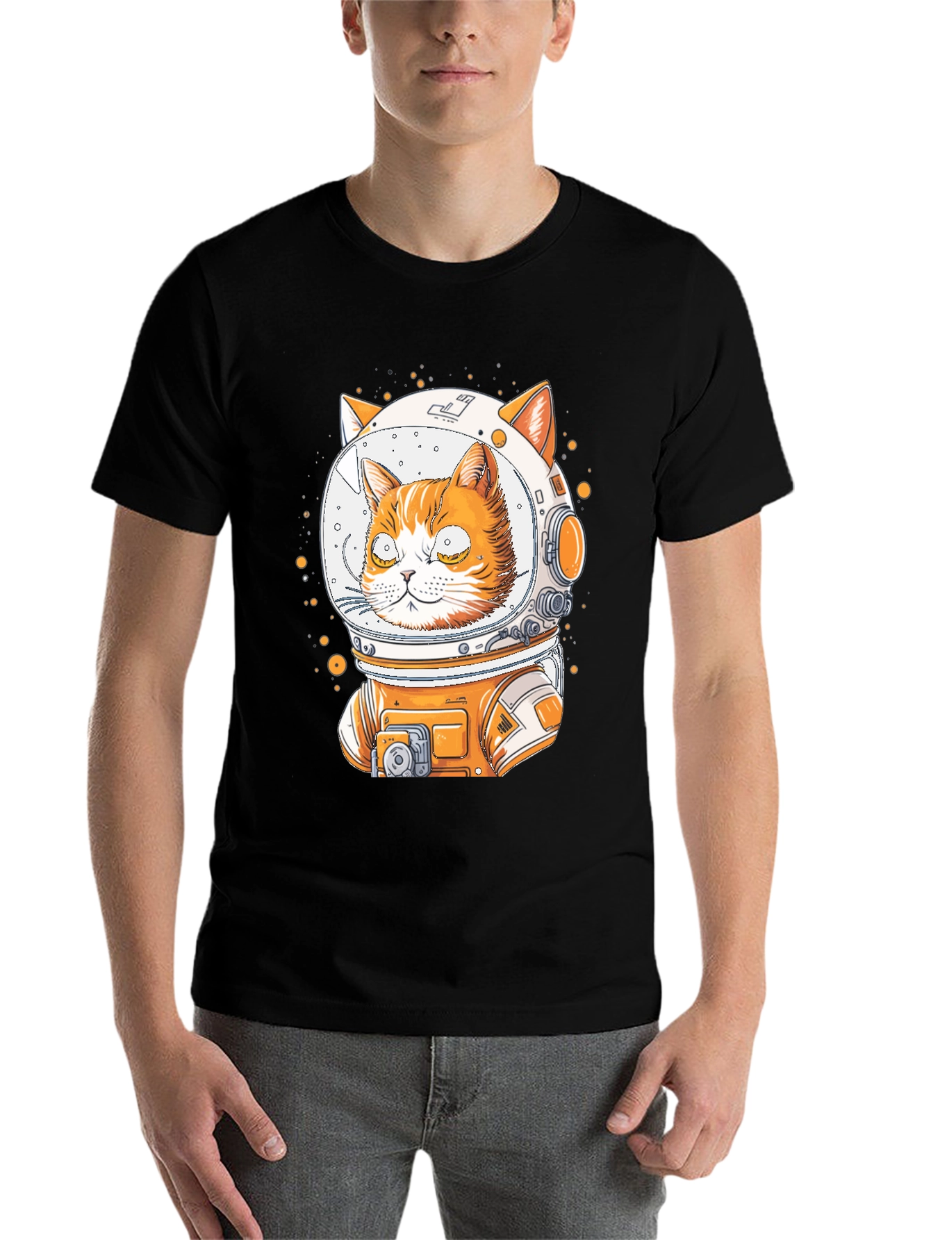 Black Astronaut Cat Graphic T-Shirt view 7