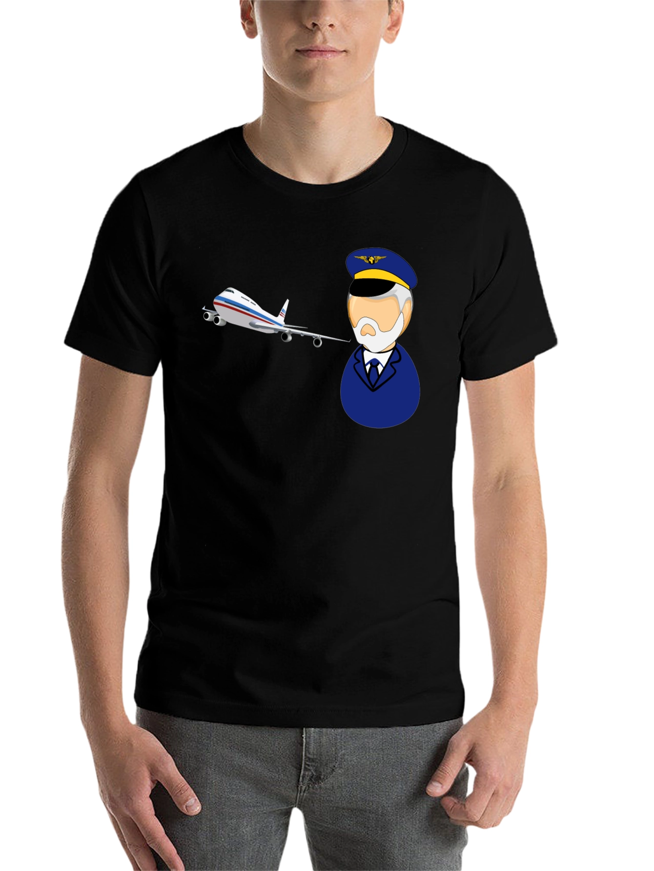 Black Pilot & Plane Graphic Tee - Aviation T-Shirt view 7
