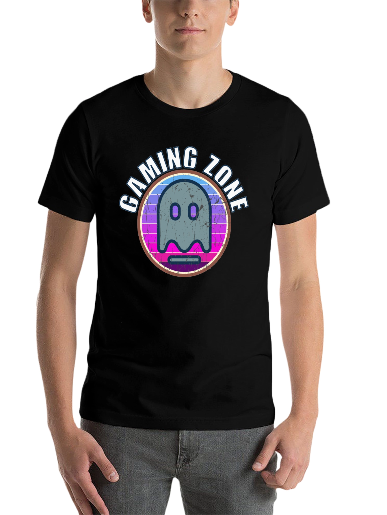 Black Gaming Zone Ghost Graphic T-Shirt view 7