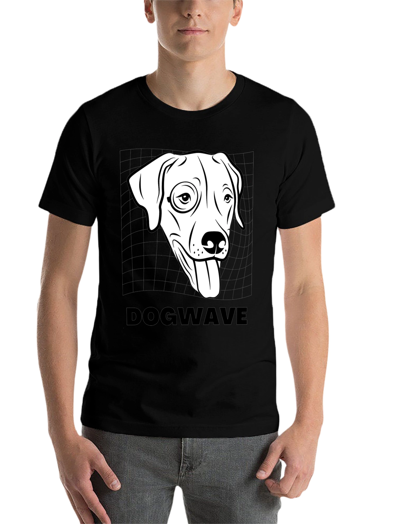 Black Dogwave Graphic Tee - Cool Canine T-Shirt view 7