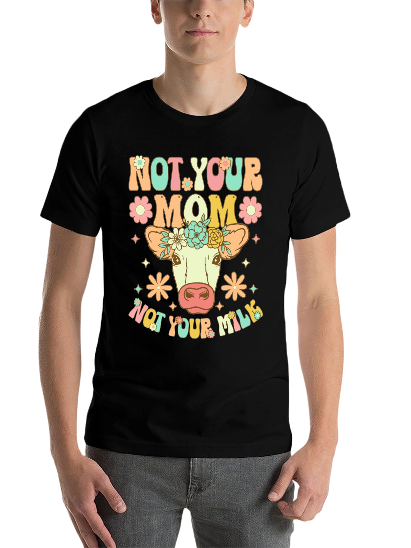 Black Not Your Mom, Not Your Milk Vegan T-Shirt view 7