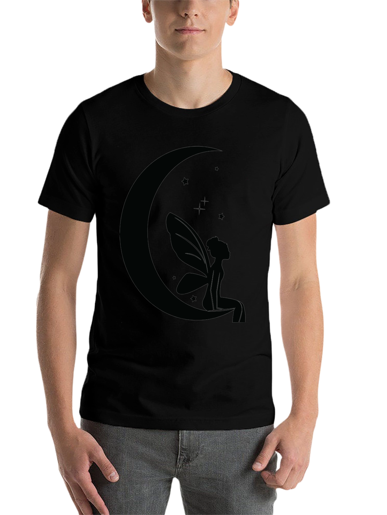 Black Moon Fairy Graphic Tee - Black Cotton Comfort view 7