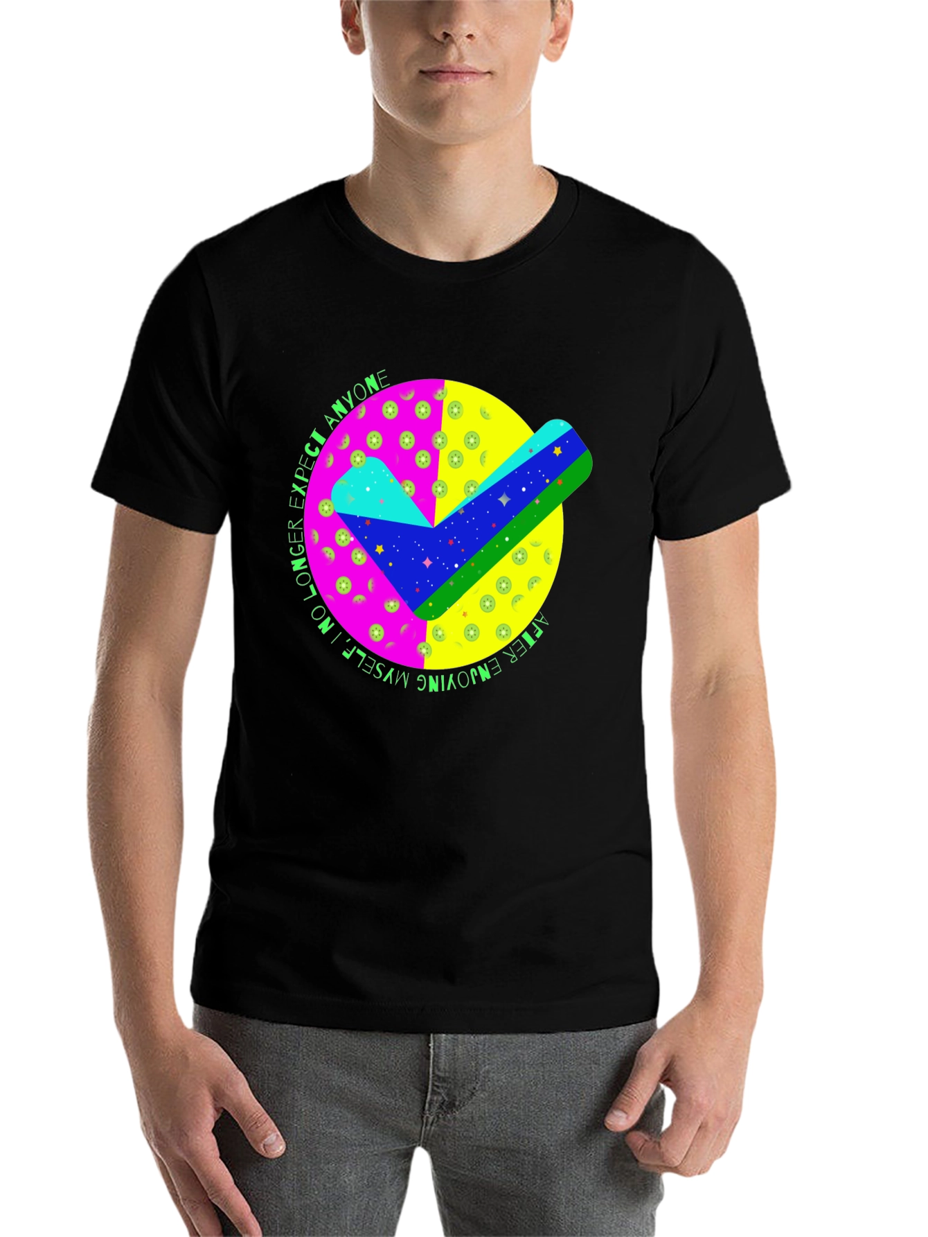 Black Colorful Check Mark Graphic T-Shirt view 7