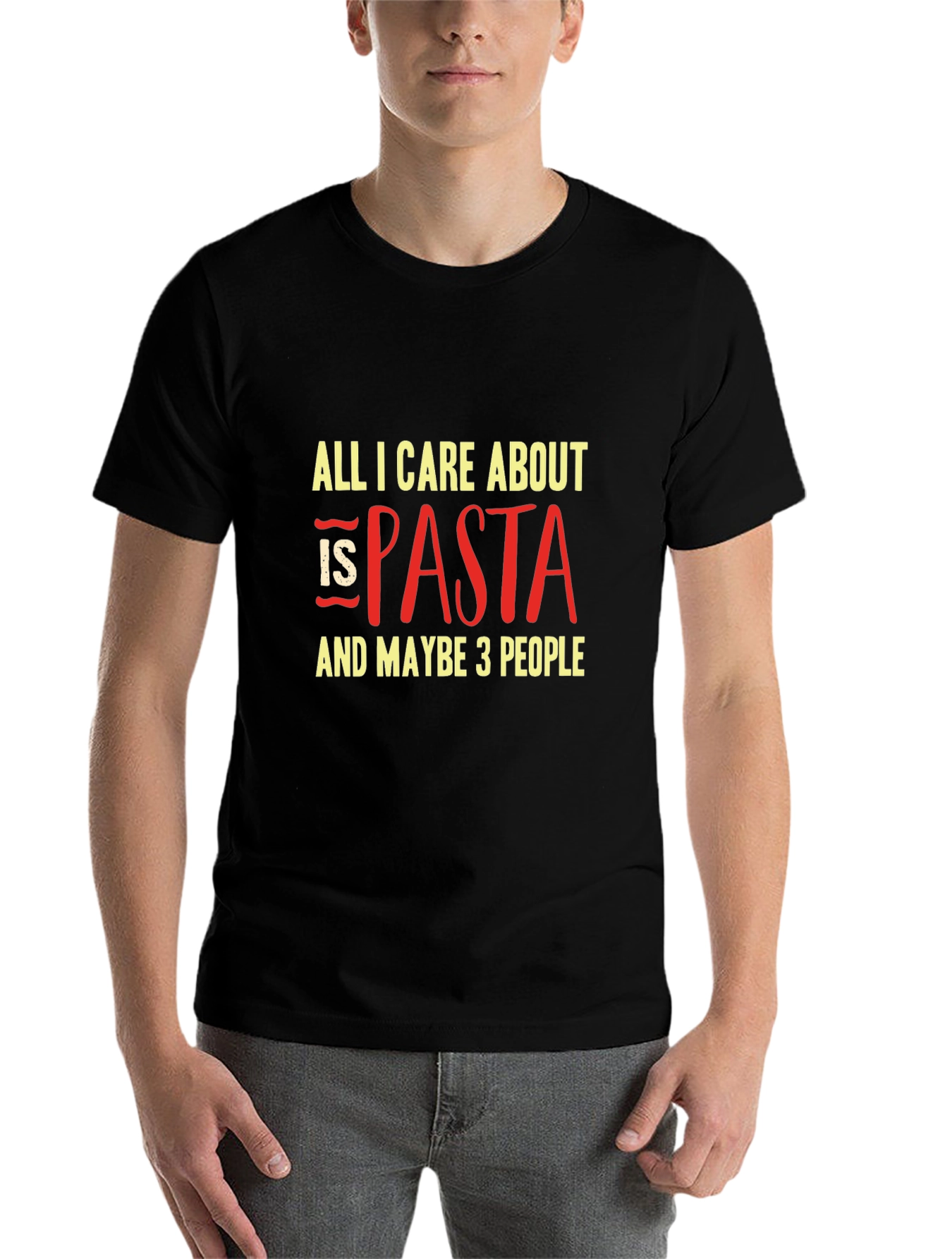 Black Pasta Lover T-Shirt - All I Care About is Pasta! view 7