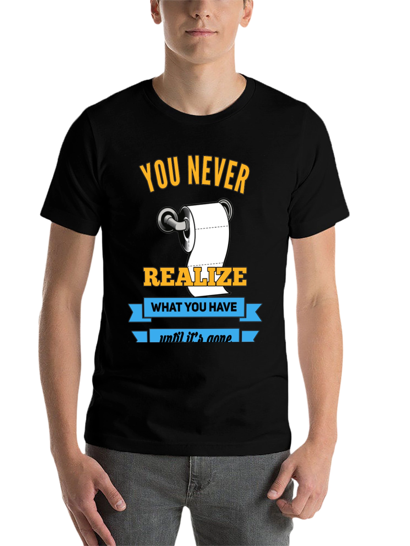 Black Funny Toilet Paper Graphic T-Shirt view 7