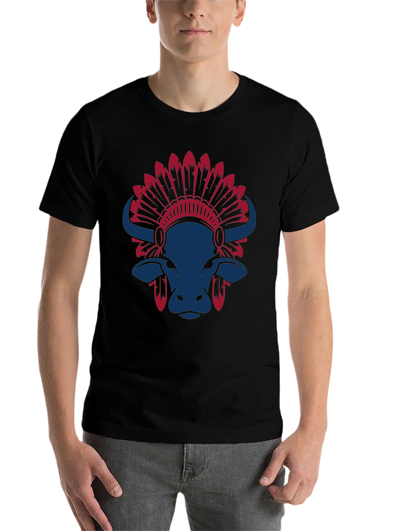 Black Buffalo Headdress Graphic Tee - Stylish Casual Wear view 7