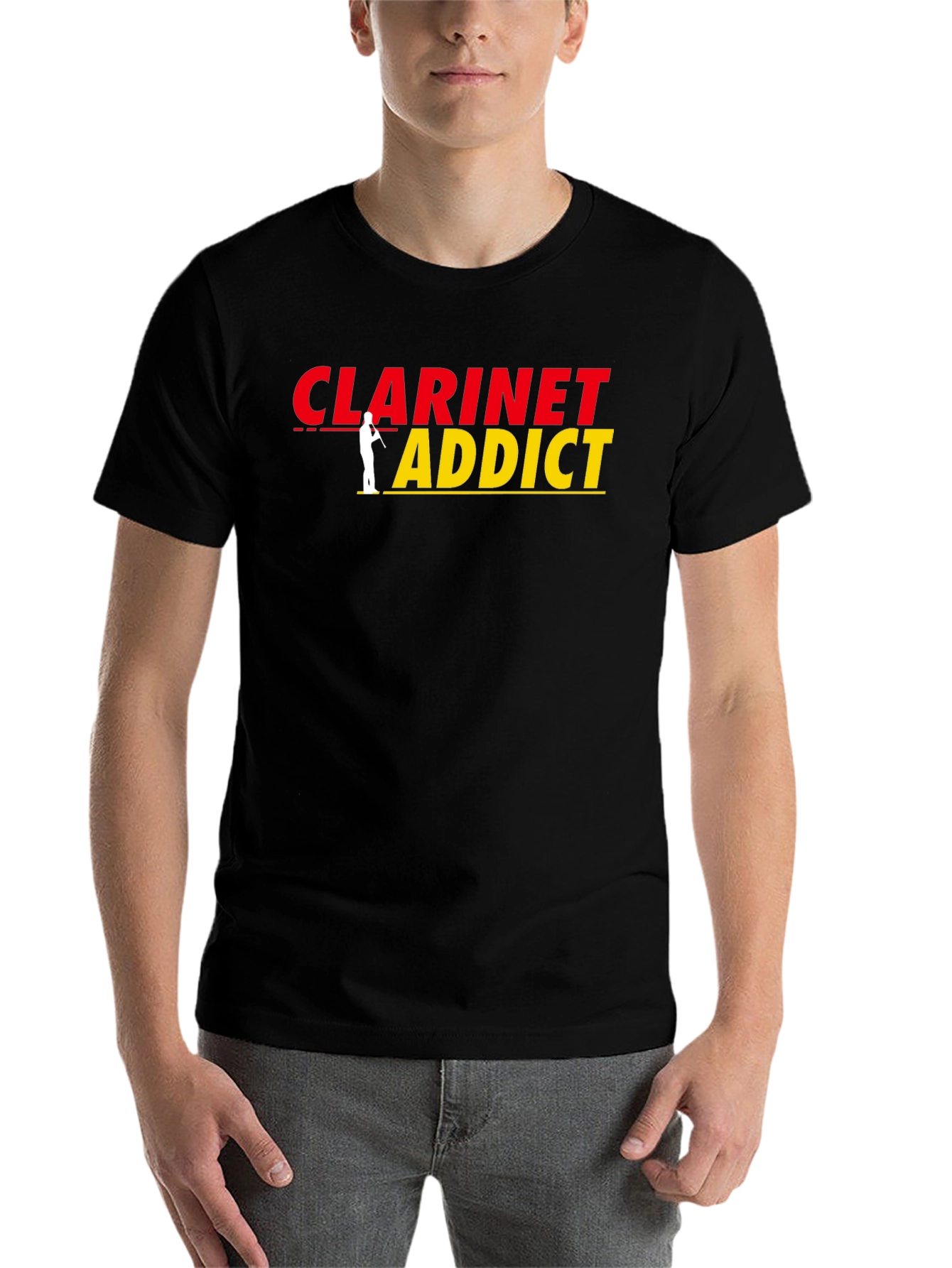 Black Clarinet Addict T-Shirt - Musical Instrument Player Tee view 7