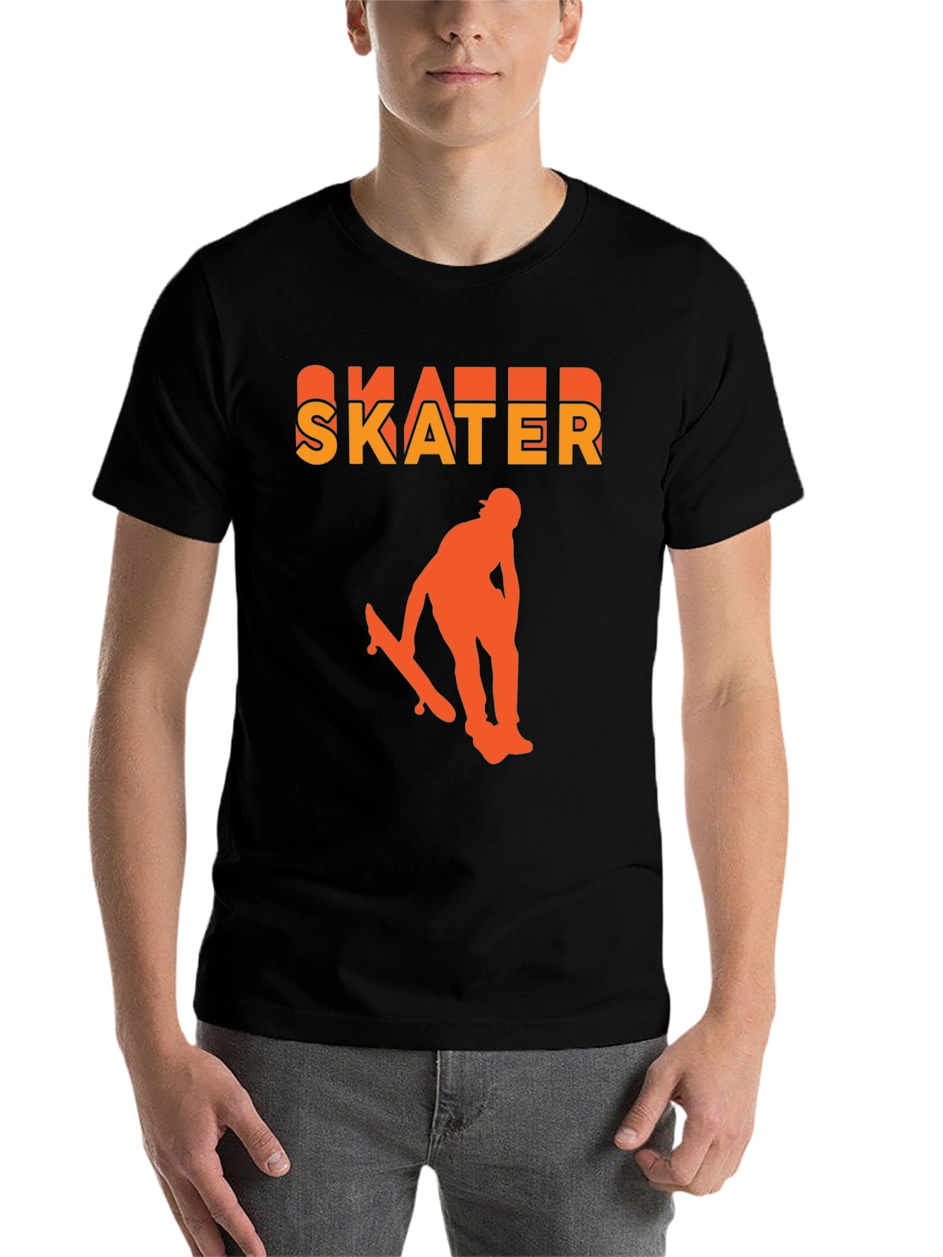 Black Skater Graphic T-Shirt - Black, Bold Design view 7