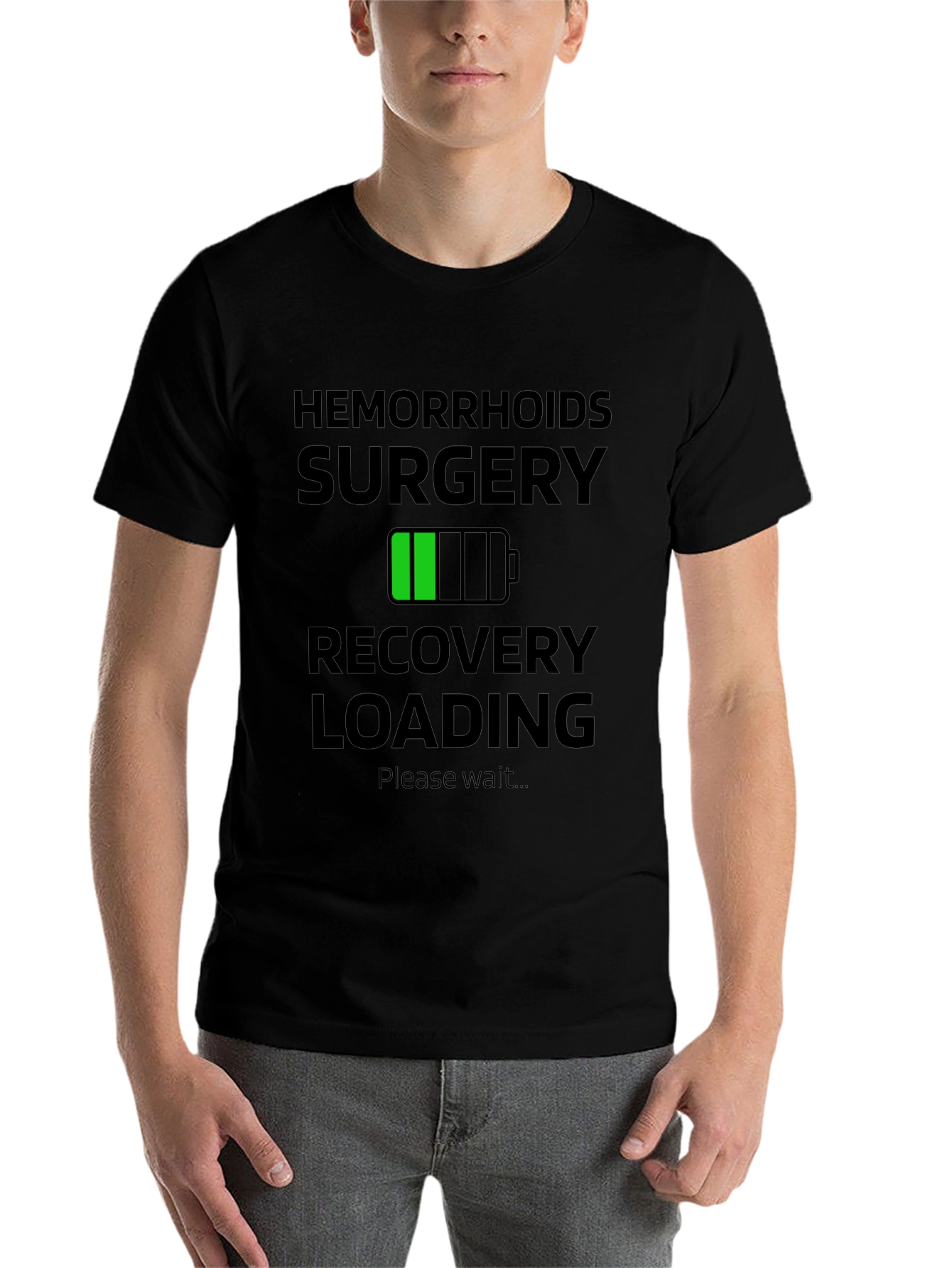 Black Hemorrhoids Surgery Recovery Funny T-Shirt view 7