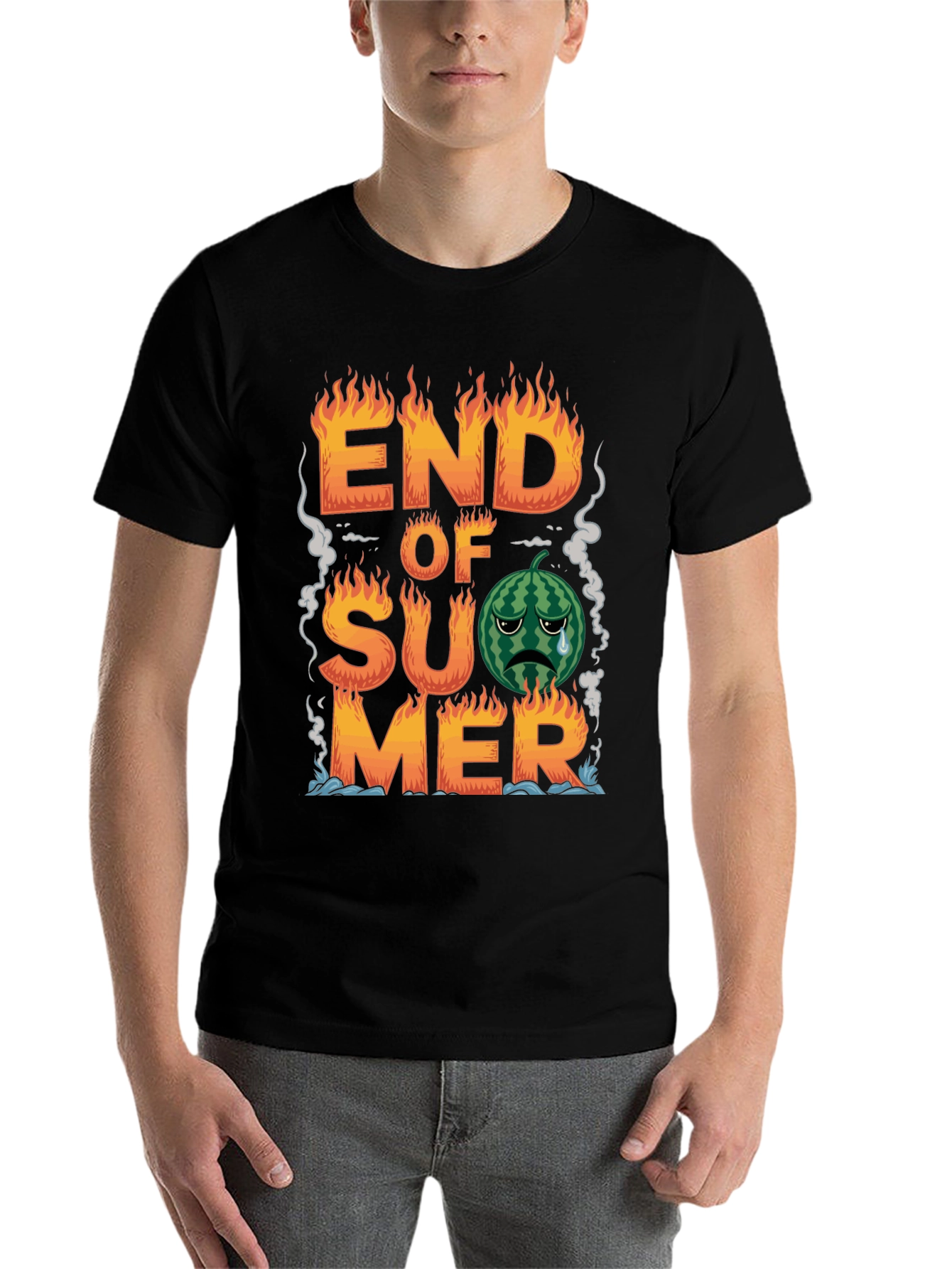 Black End of Summer T-Shirt - Sad Watermelon view 7
