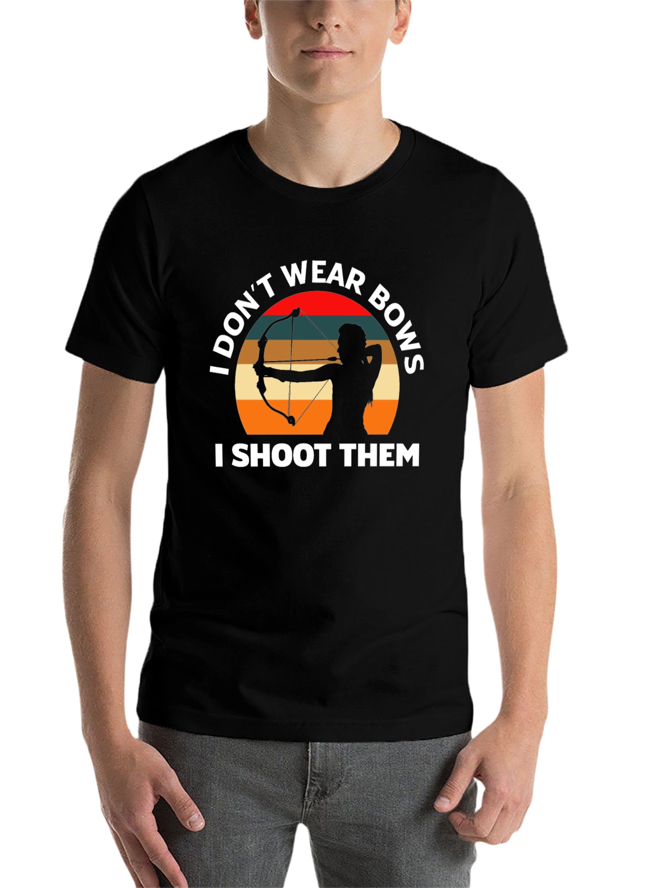 Black Archery Bows T-Shirt - I Don't Wear Bows, I Shoot Them view 7