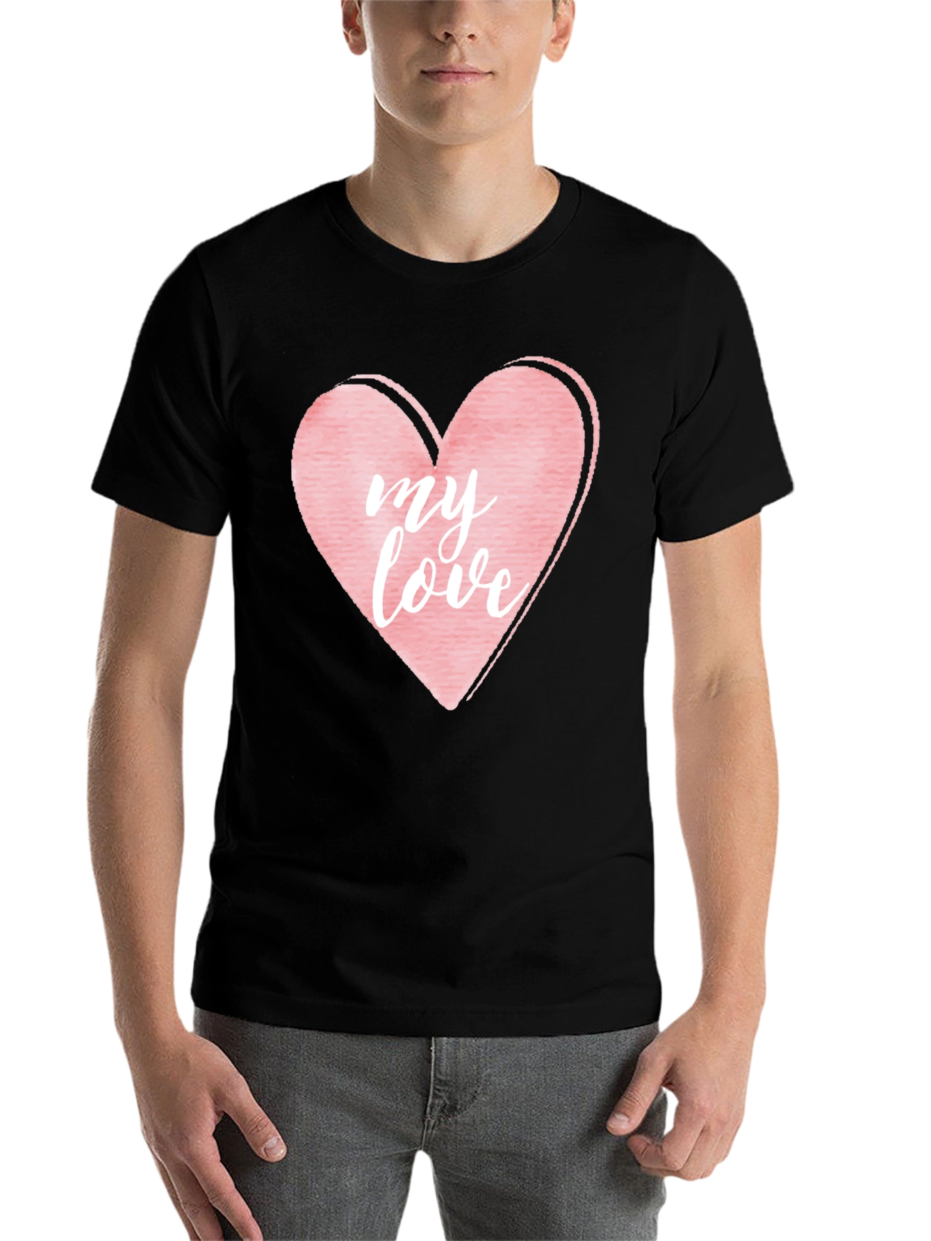 Black My Love Heart Graphic T-Shirt view 7