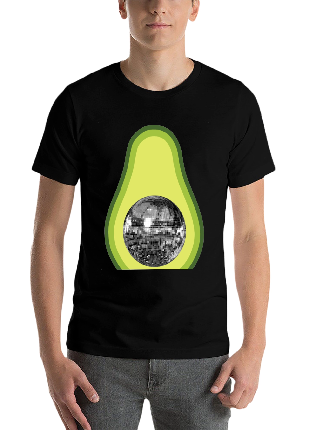 Black Avocado Disco Ball Graphic T-Shirt view 7
