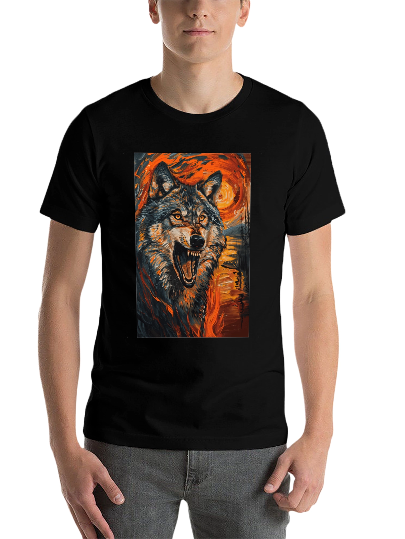 Black Wolf Art T-Shirt - Vibrant Graphic Tee view 7