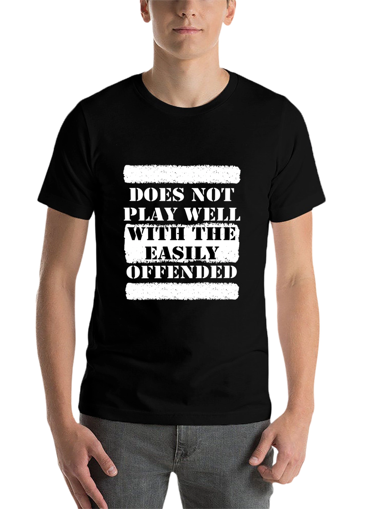 Black Offensive Humor Graphic Tee - Does Not Play Well view 7
